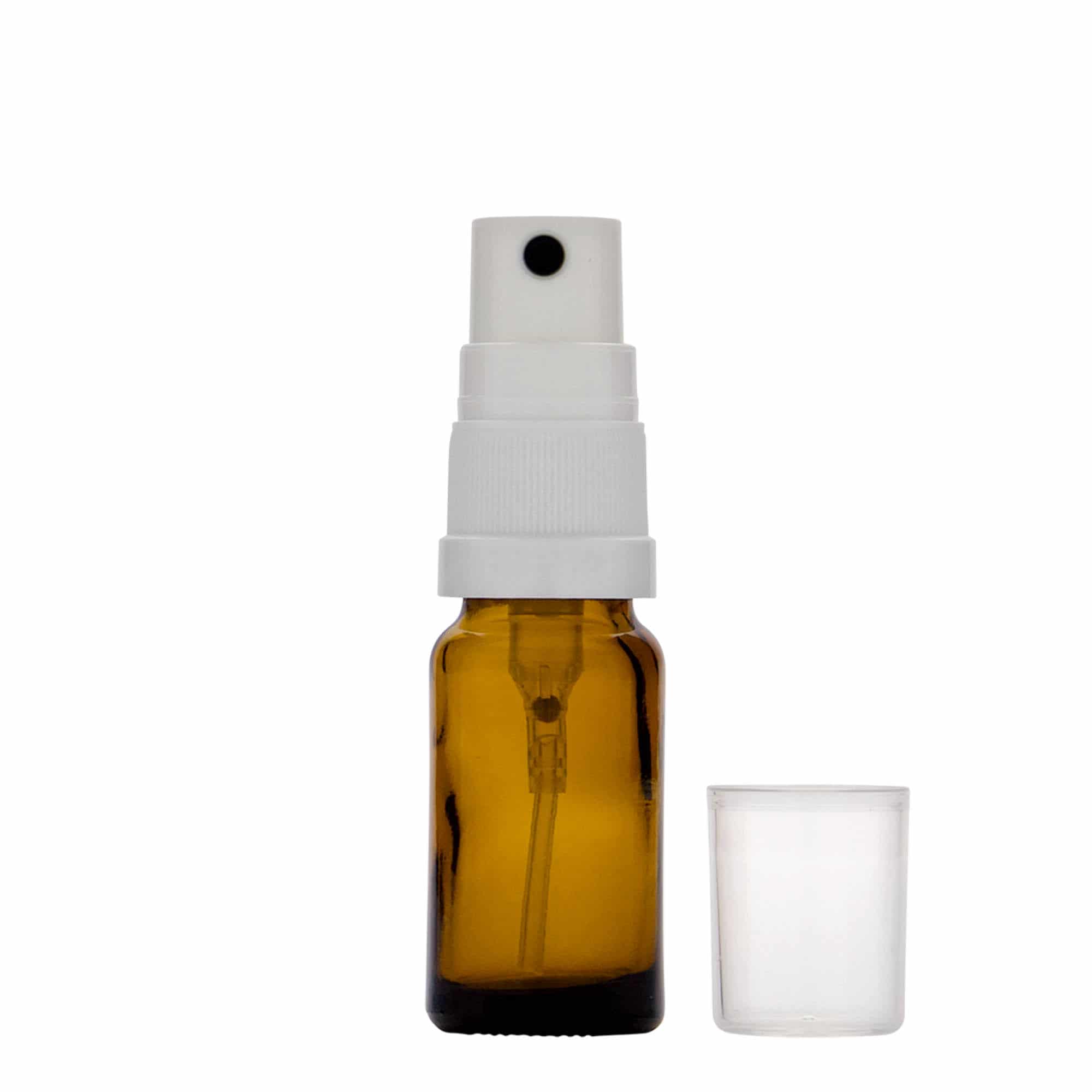 Lahvička na léky s rozprašovačem 10 ml, sklo, hnědá, ústí: DIN 18