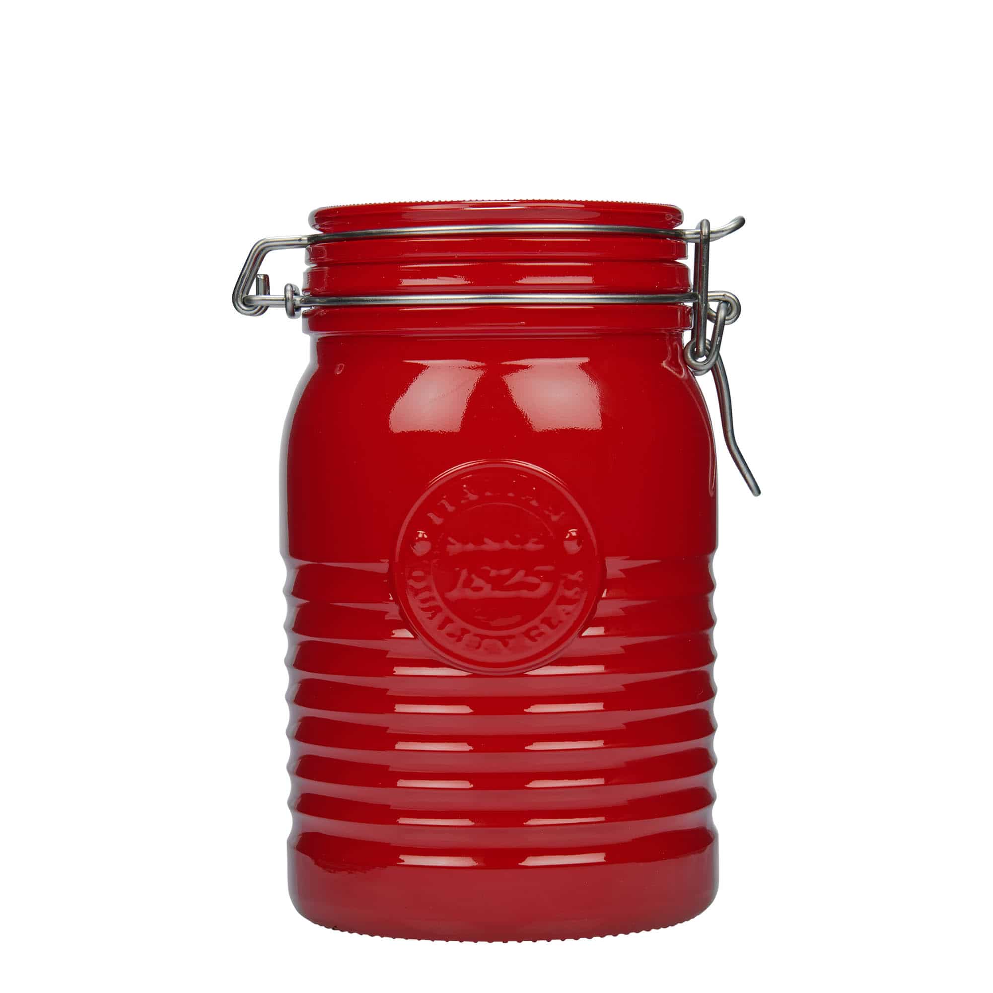 Sklenice s drátěným uzávěrem 1000 ml 'Officina 1825', červená, uzávěr: drátěný uzávěr Sklenice s drátěným uzávěrem 1000 ml 'Officina 1825', červená, uzávěr: drátěný uzávěr