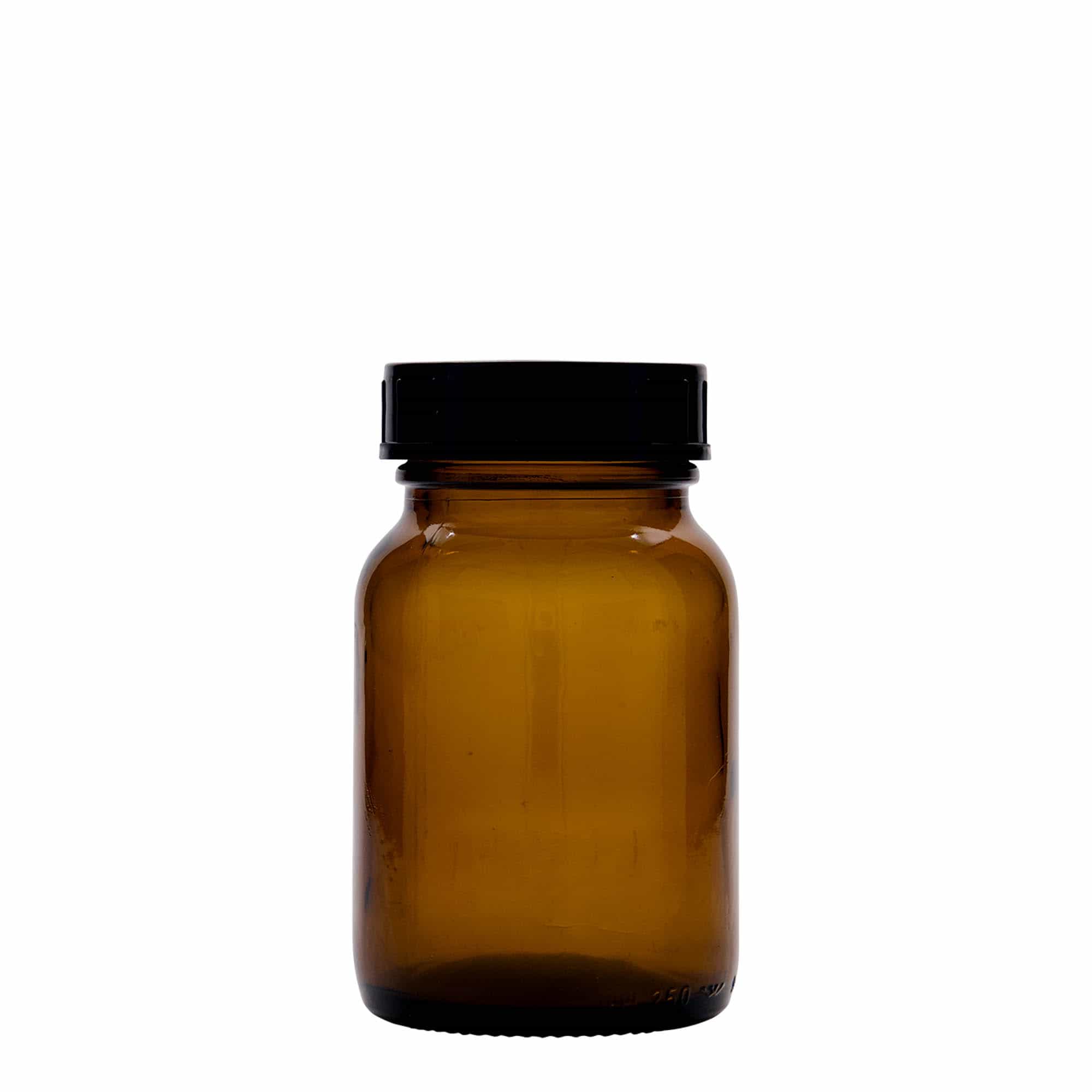 Sklenice s širokým hrdlem 250 ml, hnědá, uzávěr: DIN 55 Sklenice s širokým hrdlem 250 ml, hnědá, uzávěr: DIN 55