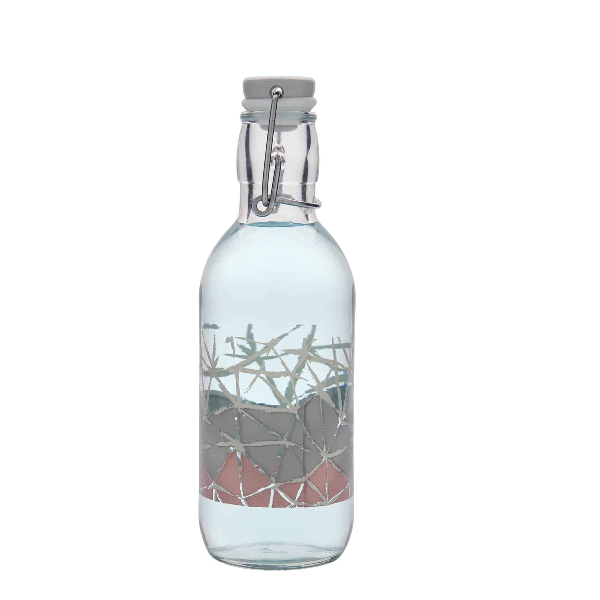 500 ml skleněná láhev Emilia potisk „Manolibera rosa“, hrdlo: závěsný uzávěr