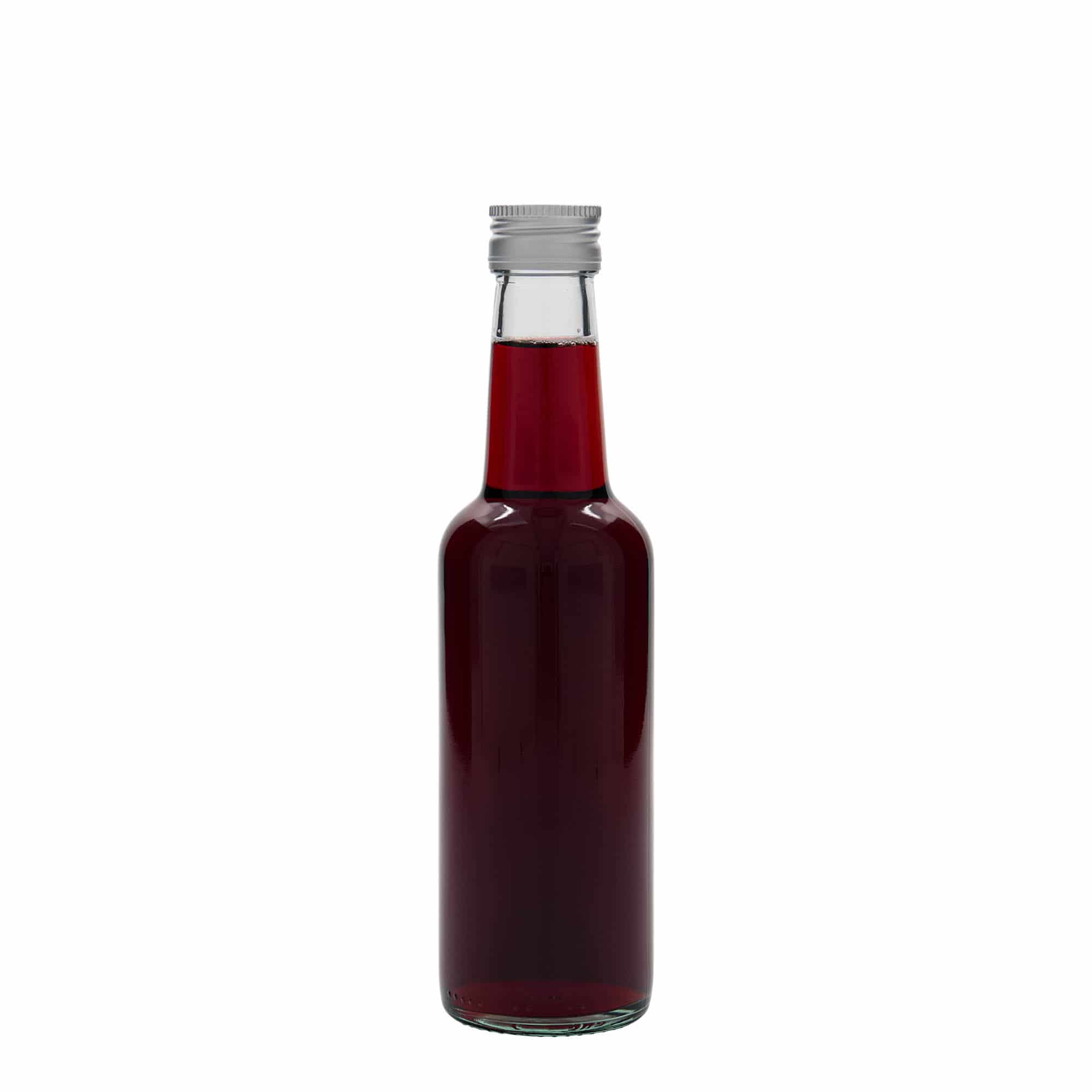 250 ml skleněná láhev s přímým hrdlem, otvor: PP 28