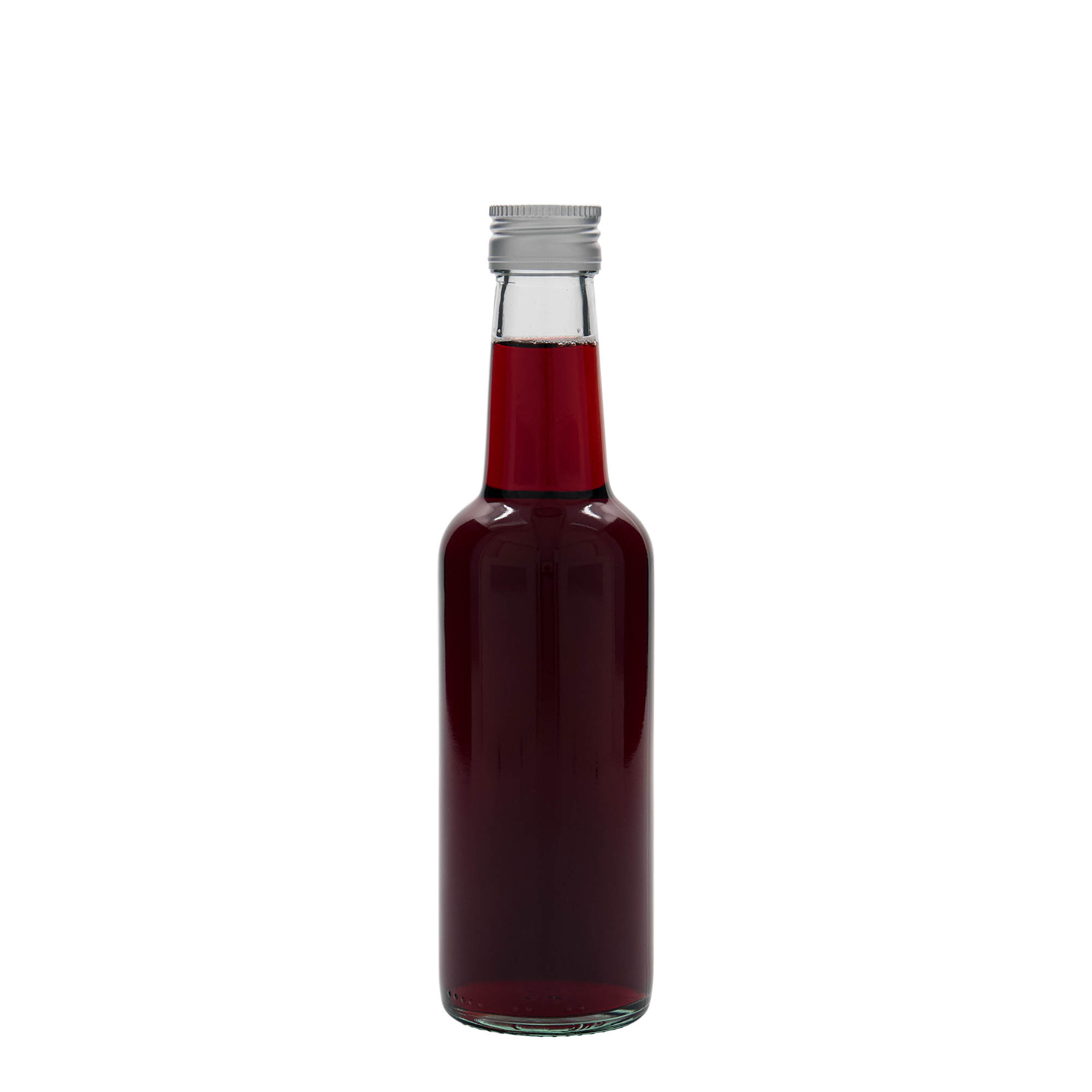 250 ml skleněná láhev s přímým hrdlem, otvor: PP 28