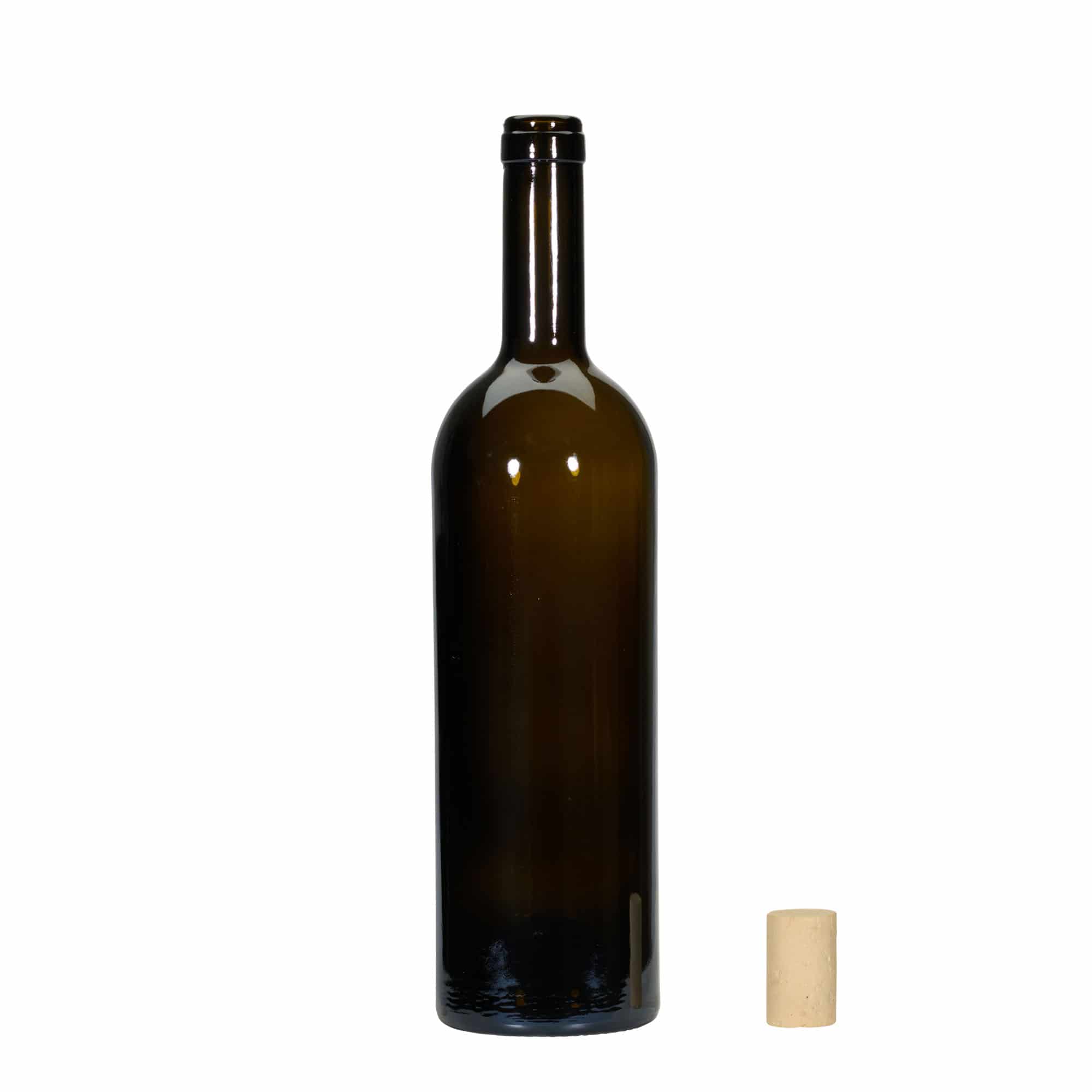 Lahev na víno 750 ml 'Golia', starožitná zelená, uzávěr: korek