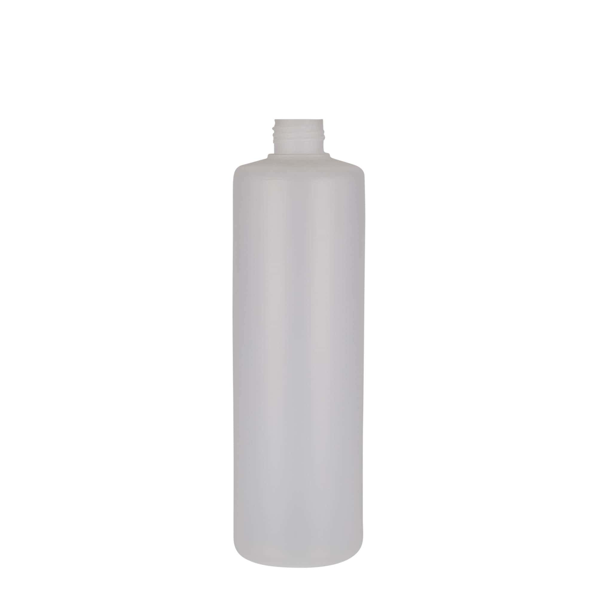 500 ml kulatá láhev, plast PE, přírodní, hrdlo: šroubovací uzávěr