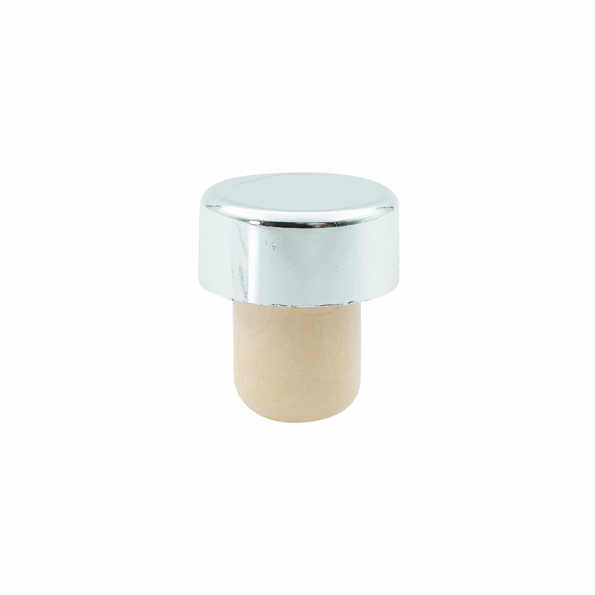 Korek s úchytem 19 mm, plast, stříbrný, pro uzávěr: korek Korek s úchytem 19 mm, plast, stříbrný, pro uzávěr: korek