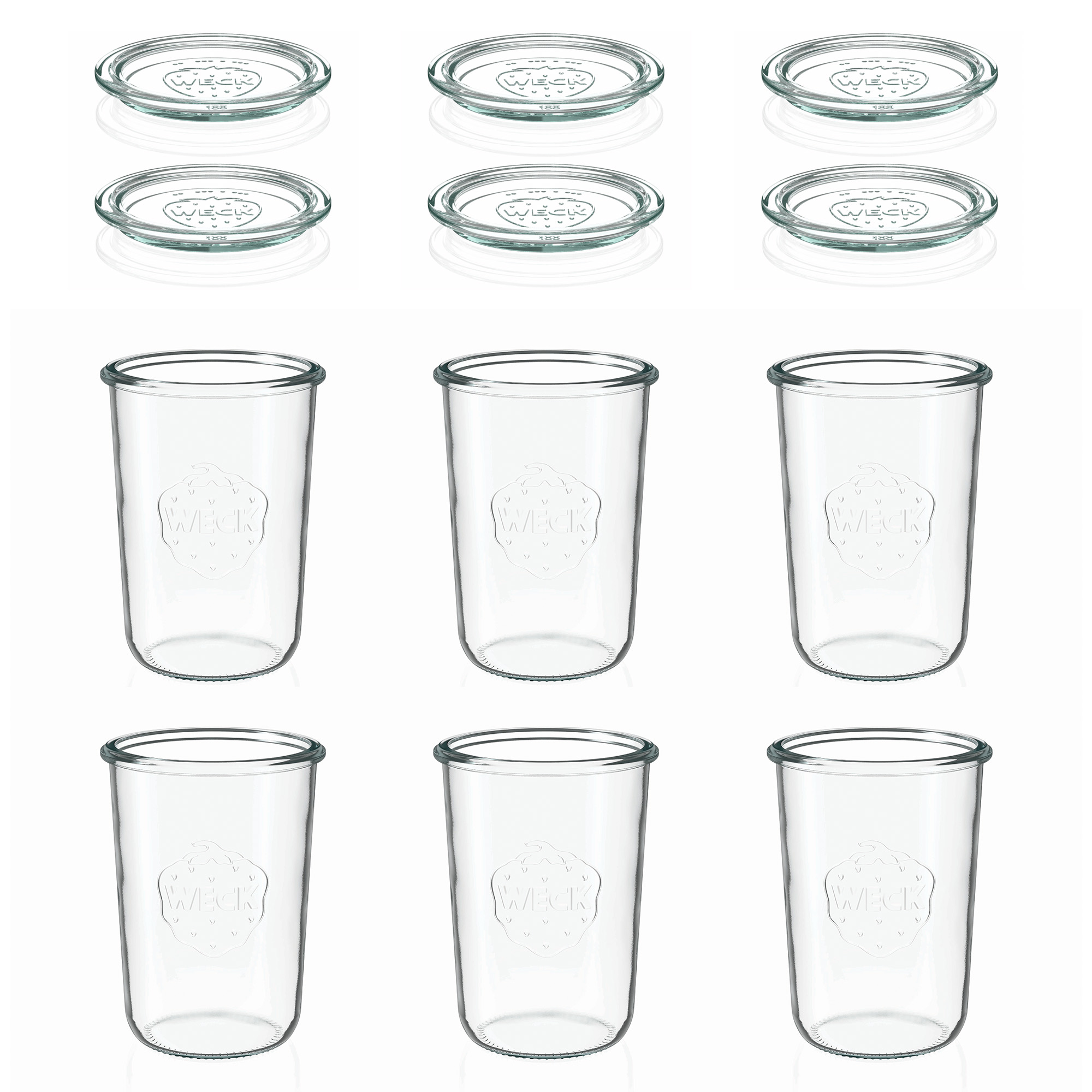 6x 850 ml WECK zavařovací sklenice se skleněným víčkem RR 100