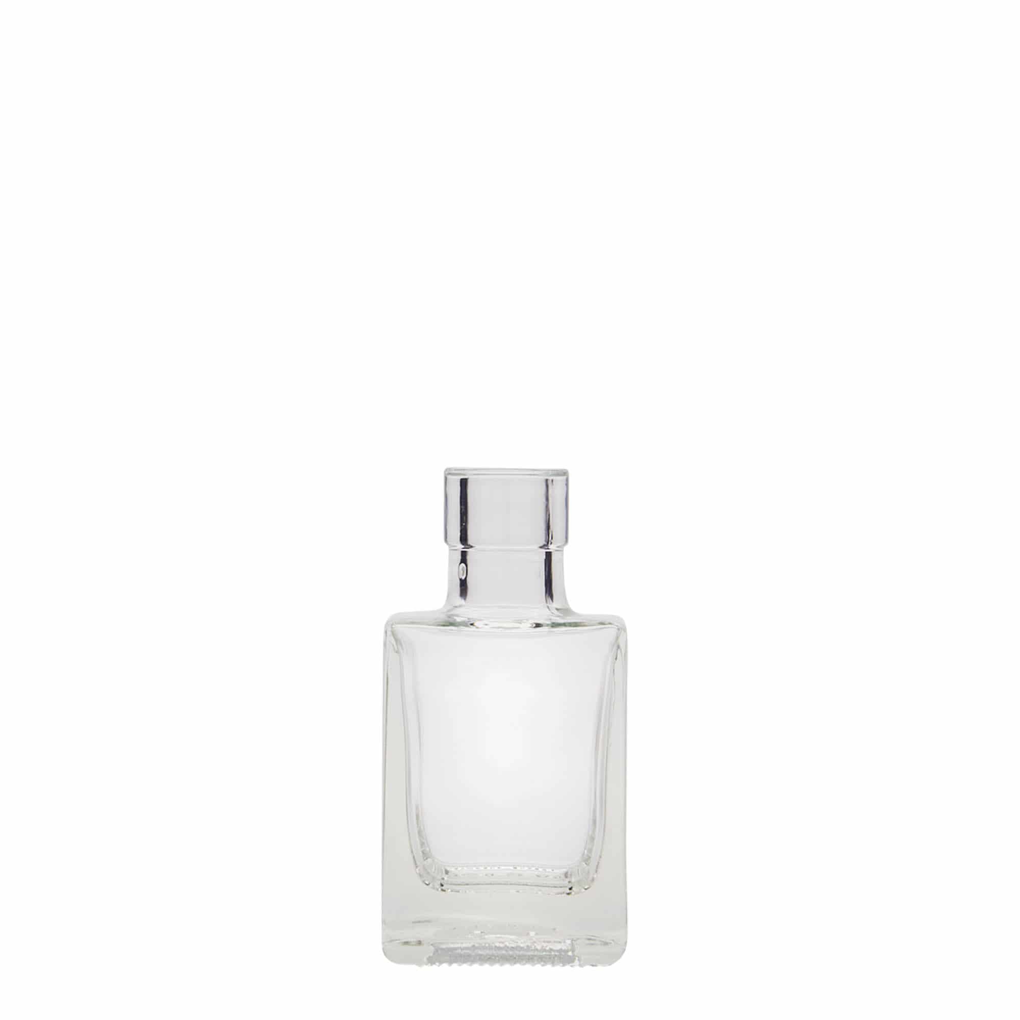 50 ml skleněná lahvička 'Cube', čtvercová, hrdlo: korek