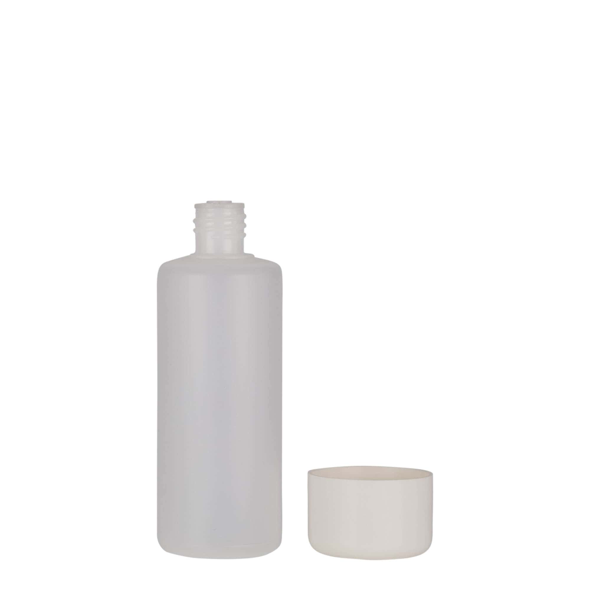 100 ml kulatá láhev, PE plast, přírodní, hrdlo: šroubovací uzávěr