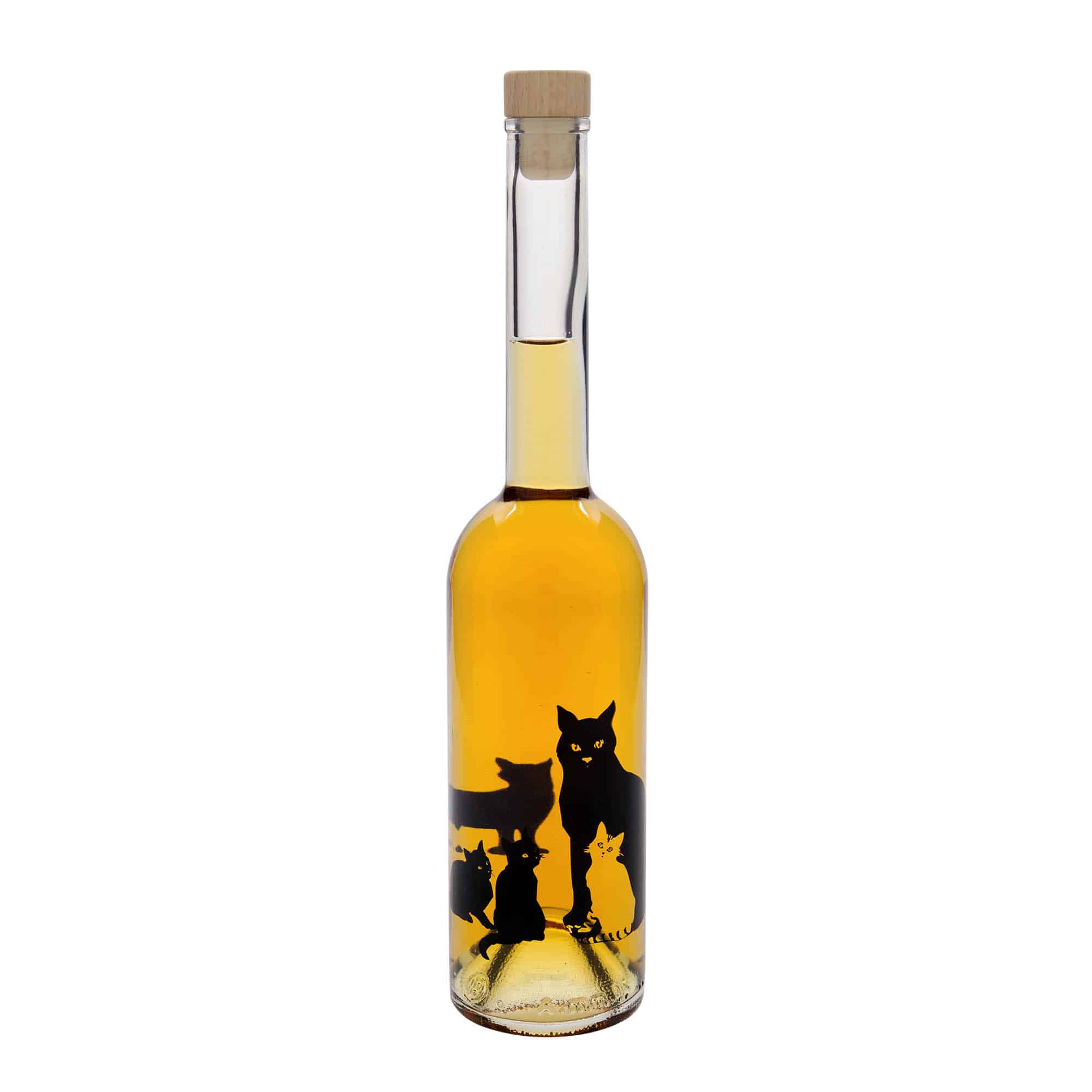 Skleněná lahev 500 ml 'Opera', motiv: Kočky, uzávěr: korek