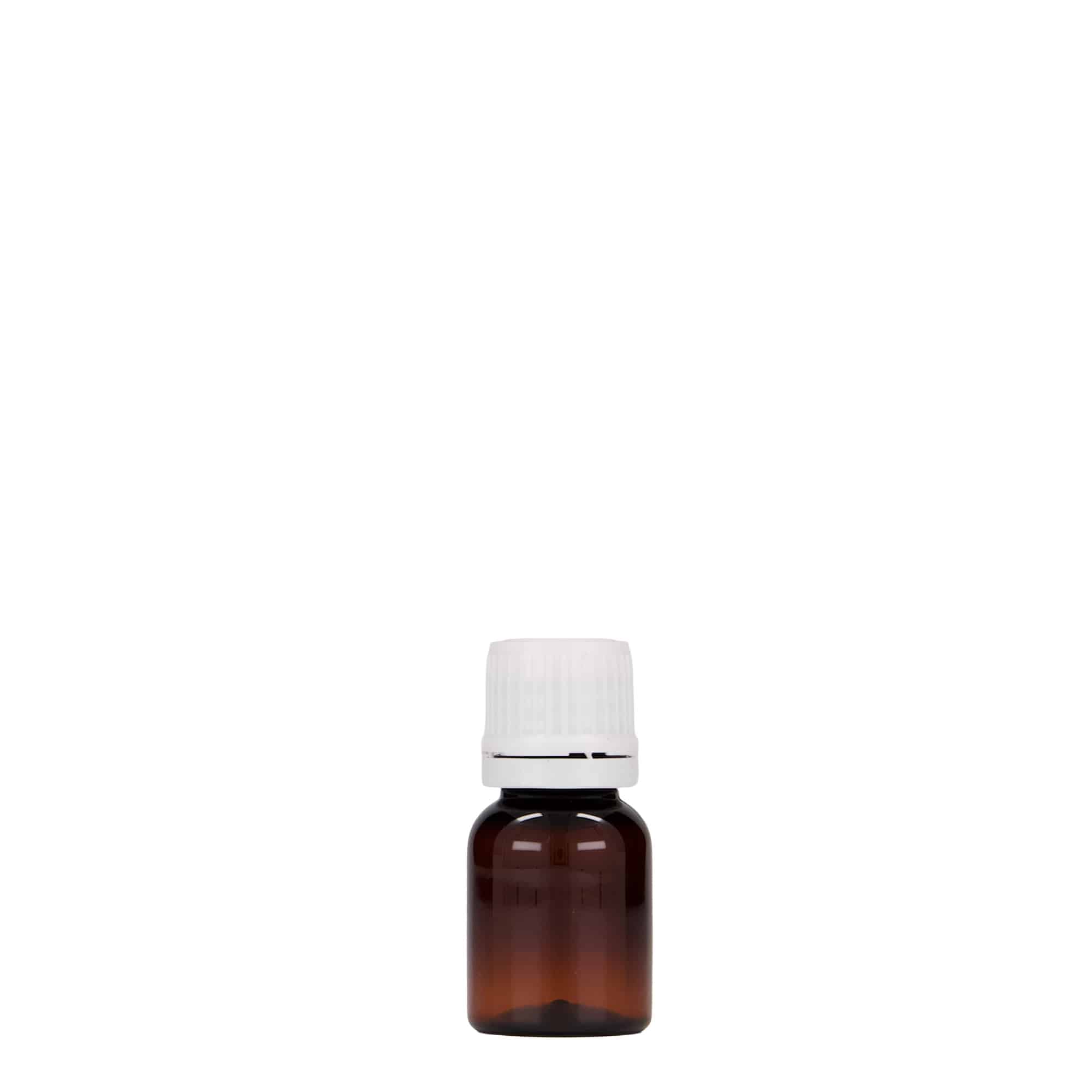 10 ml PET lékárenská lahvička 'Easy Living', hnědá, plast, hrdlo: DIN 18