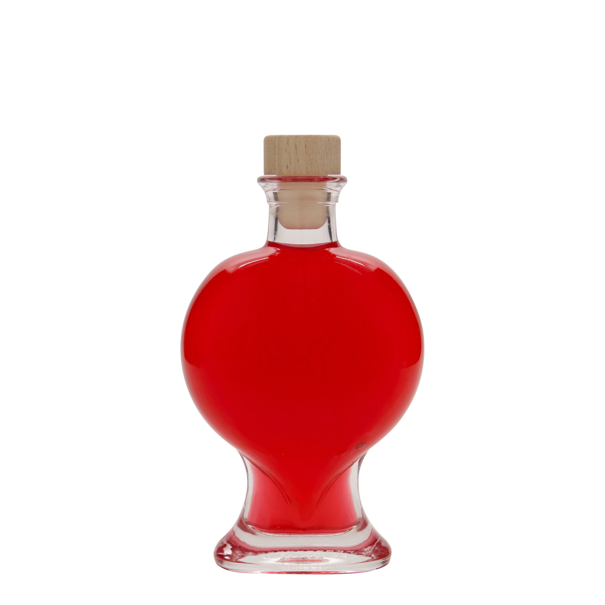200 ml skleněná láhev „Srdce“, hrdlo: korek