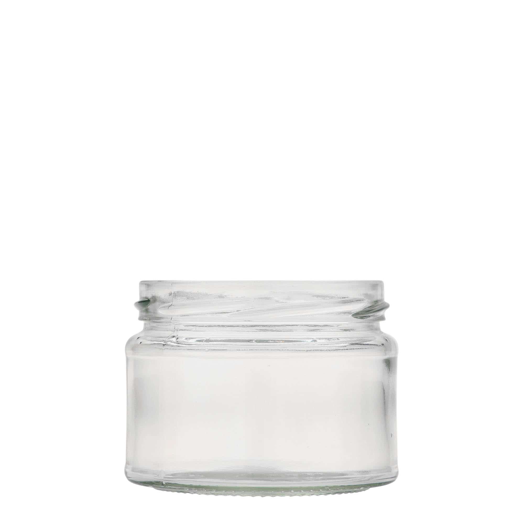 Plochá, kulatá sklenice 280 ml, uzávěr: Twist Off (TO 82)