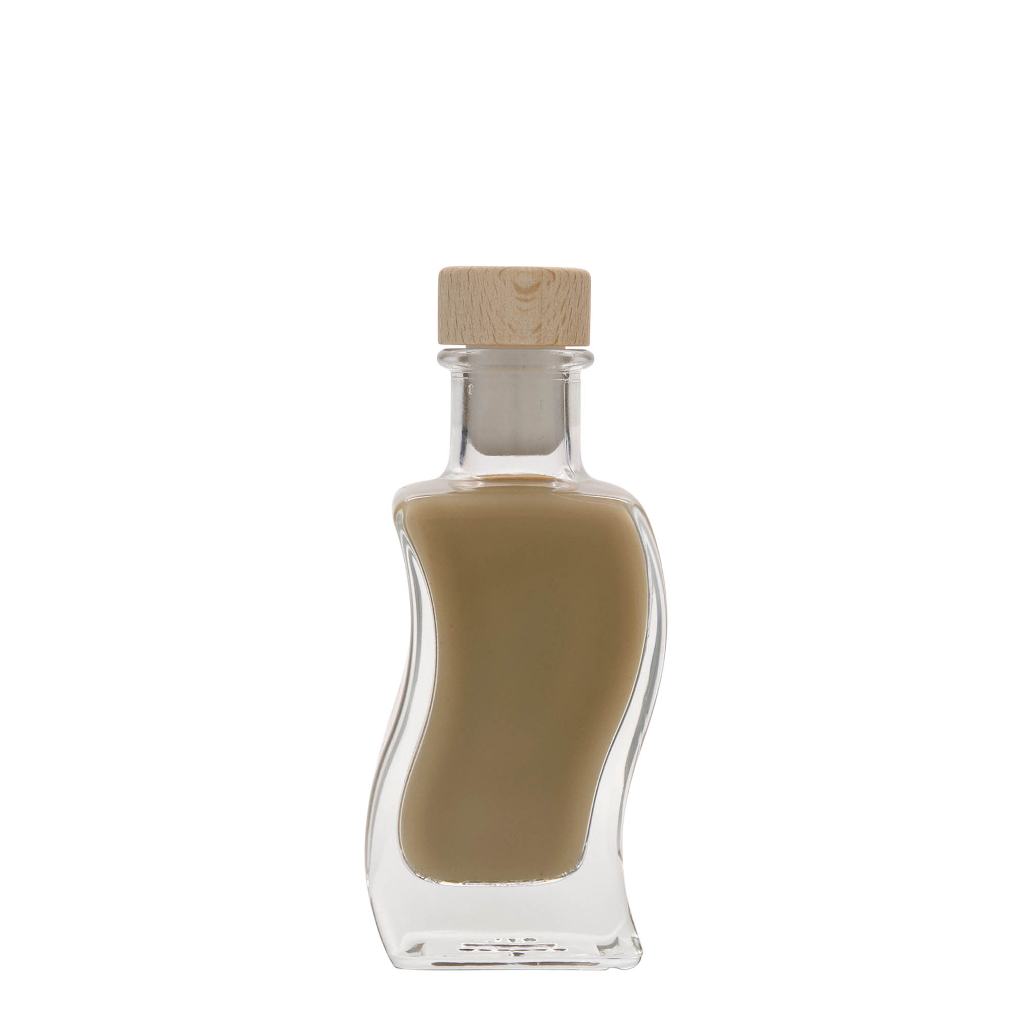 100 ml skleněná lahvička 'Vlna', čtvercová, hrdlo: korek 100 ml skleněná lahvička 'Vlna', čtvercová, hrdlo: korek