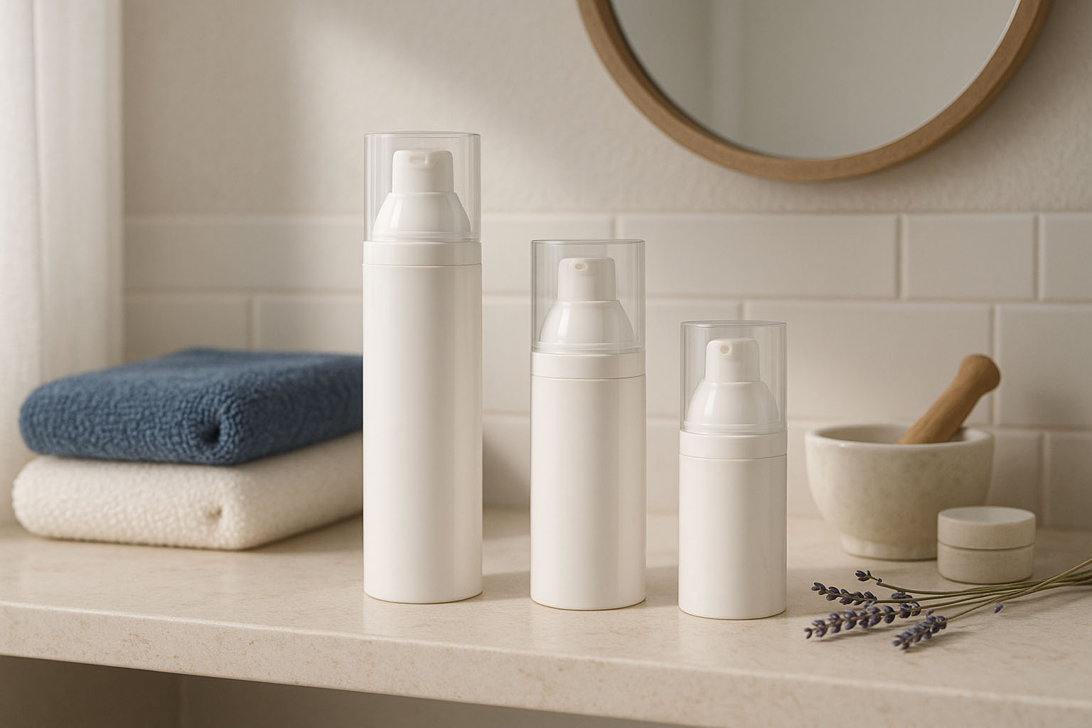 Airless dávkovací pumpa 'Mezzo', PP-plast, bílá Airless dávkovací pumpa 'Mezzo', PP-plast, bílá