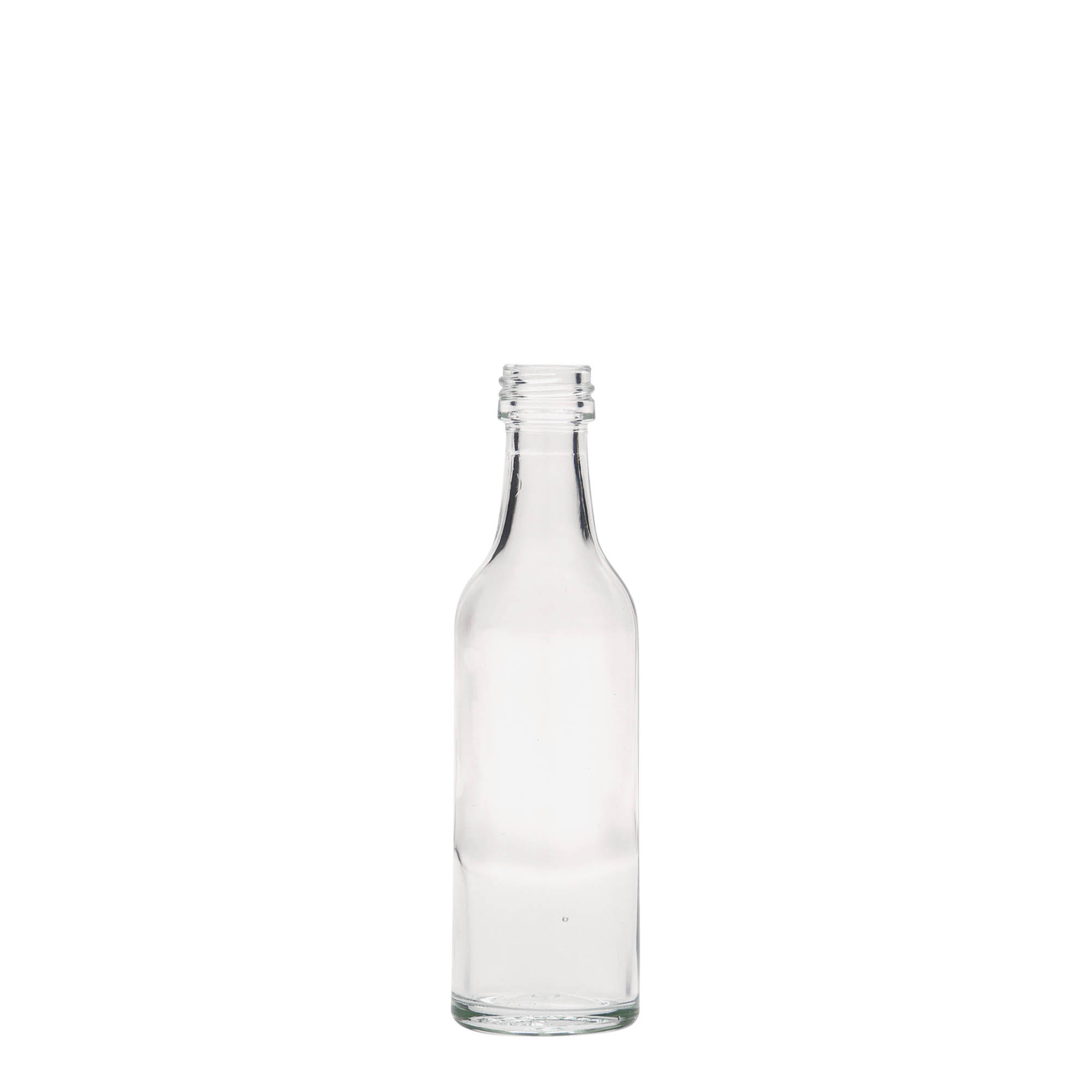 50 ml skleněná láhev s přímým hrdlem, hrdlo: PP 18 50 ml skleněná láhev s přímým hrdlem, hrdlo: PP 18