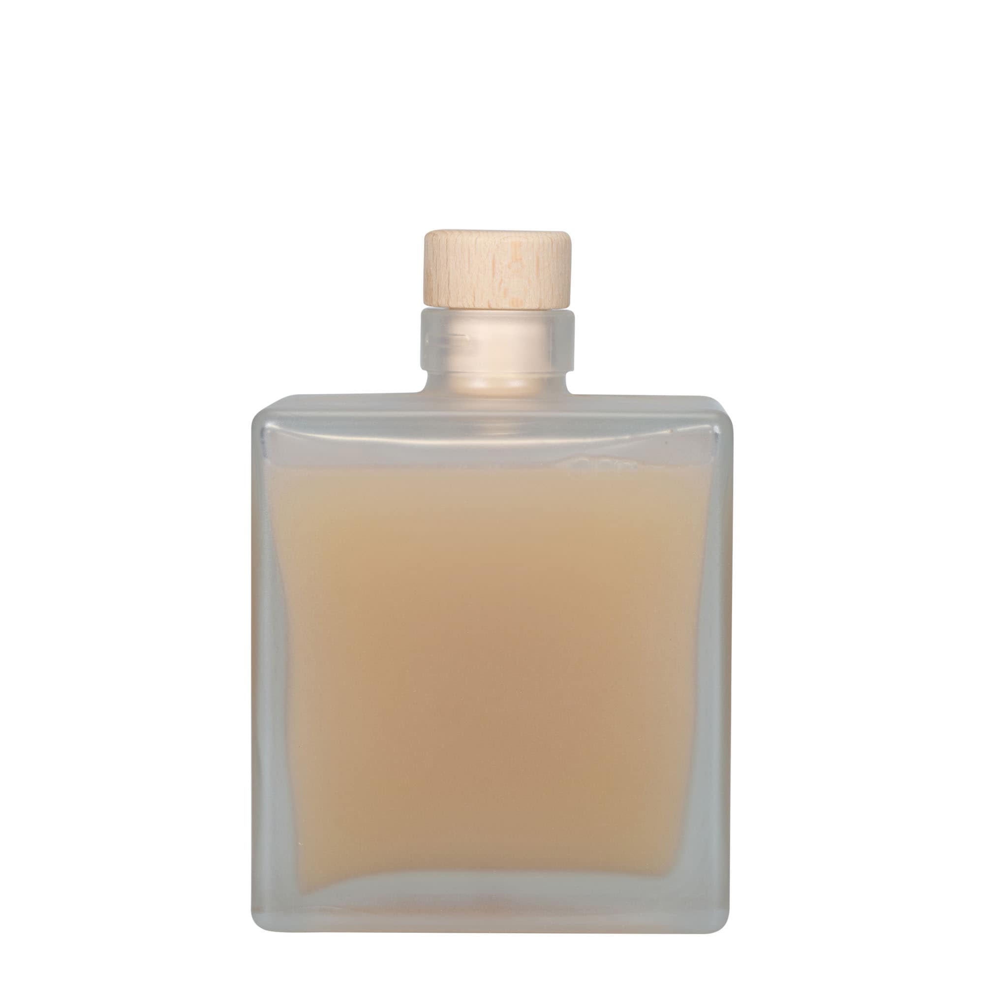 500 ml skleněná láhev 'Cube', čtvercová, matná, hrdlo: korek