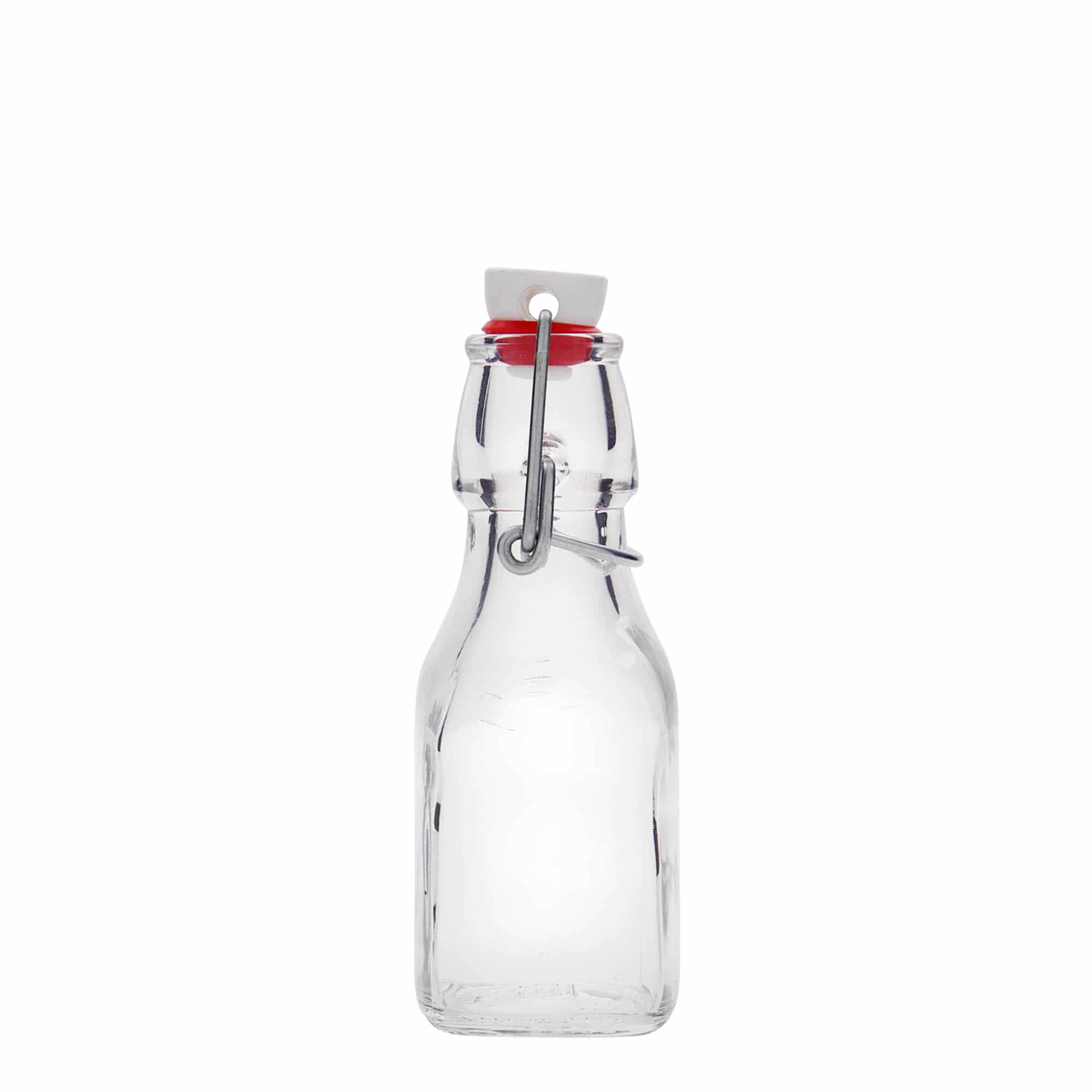 125 ml skleněná láhev 'Swing', čtvercová, hrdlo: uzávěr s pákou 125 ml skleněná láhev 'Swing', čtvercová, hrdlo: uzávěr s pákou