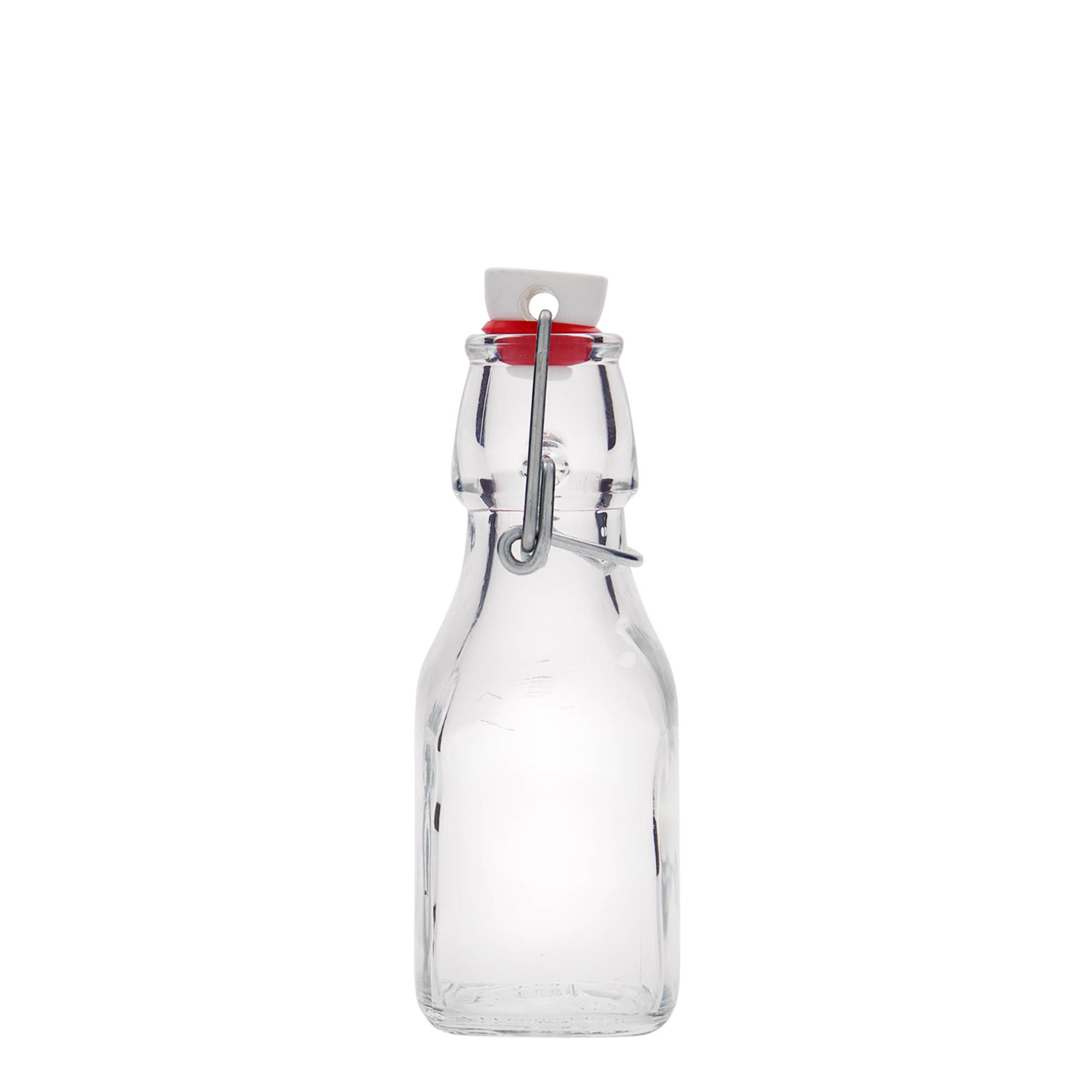125 ml skleněná láhev 'Swing', čtvercová, hrdlo: uzávěr s pákou 125 ml skleněná láhev 'Swing', čtvercová, hrdlo: uzávěr s pákou