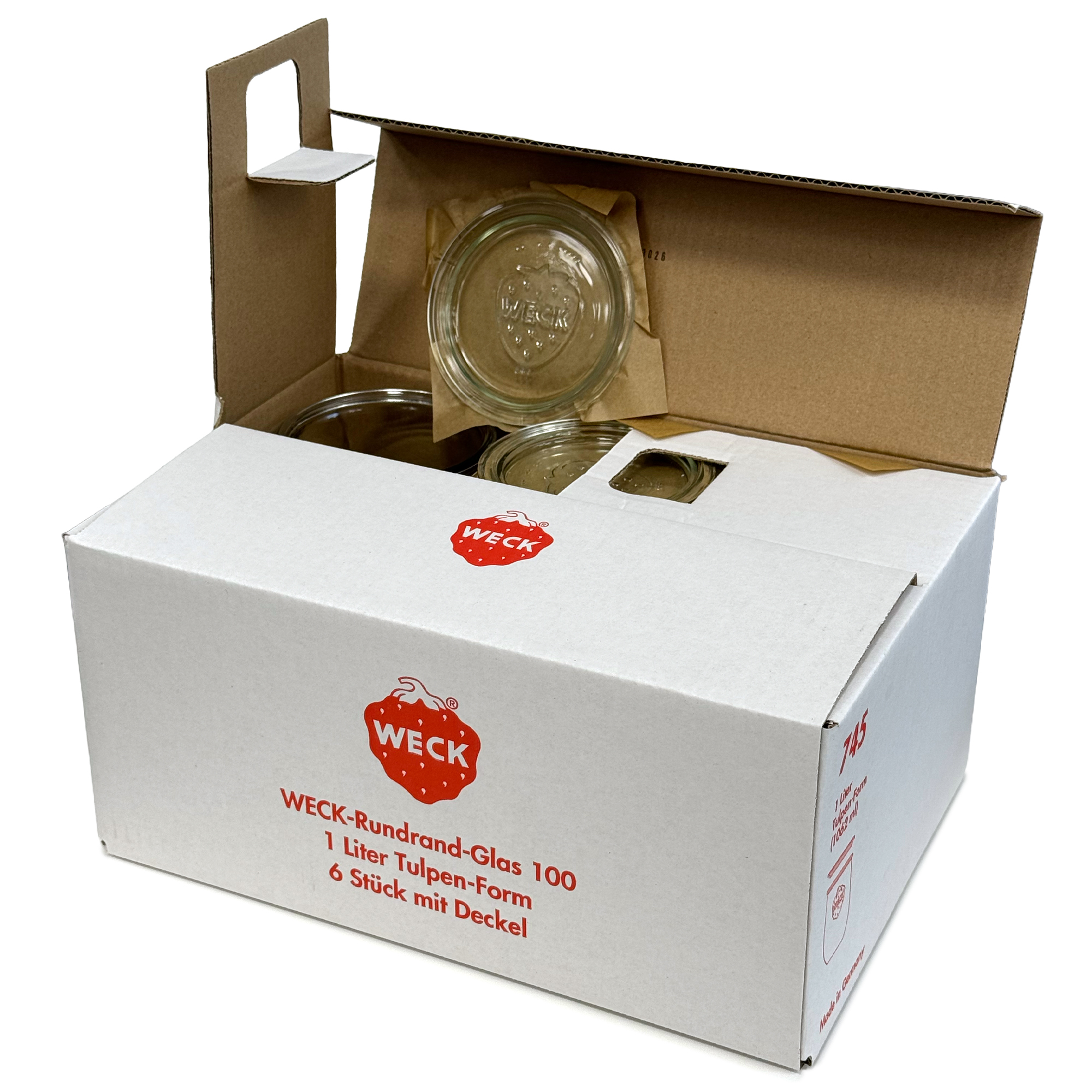 6x 1050 ml WECK tulipánová sklenice se skleněným víčkem RR 100