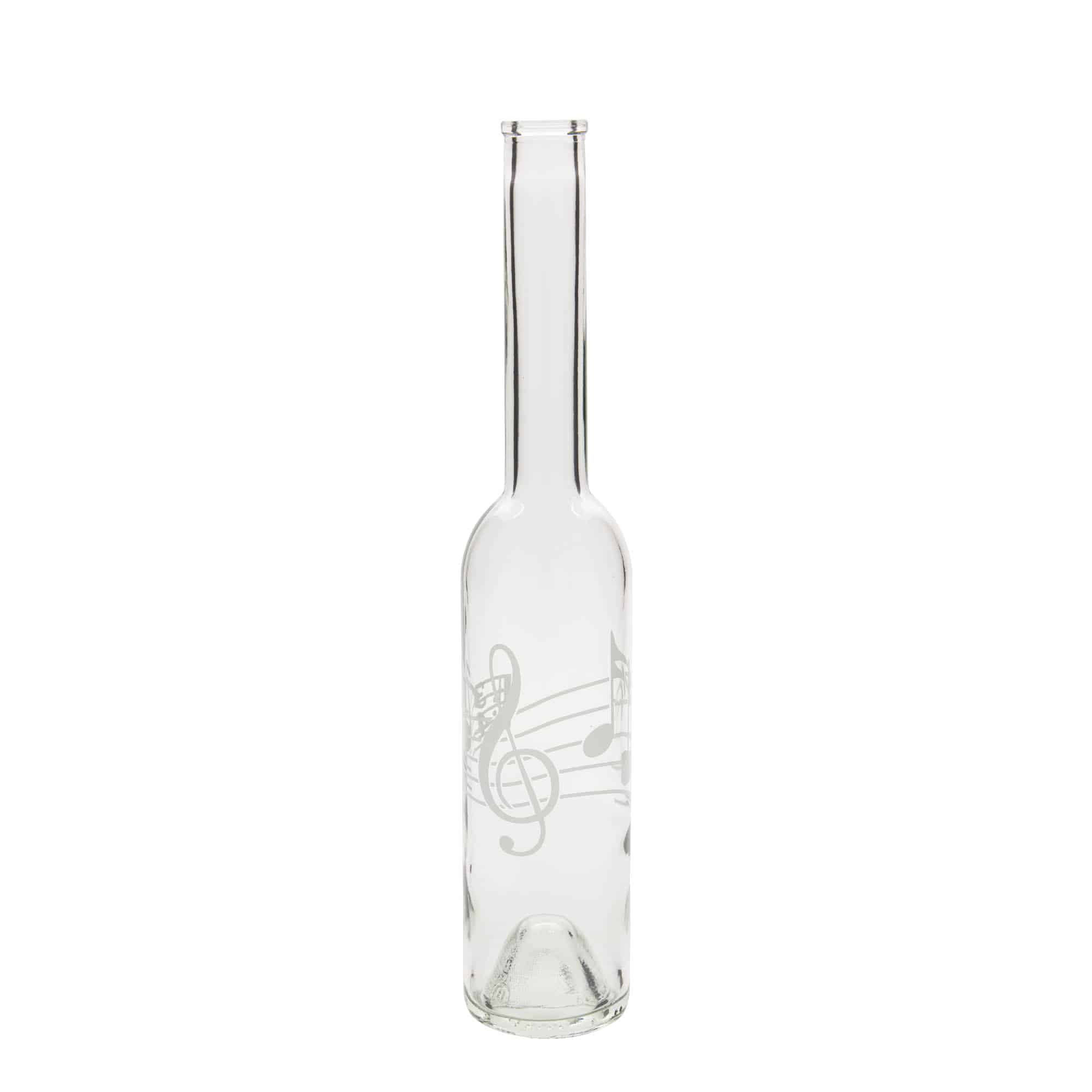 350 ml skleněná láhev 'Opera', motiv: noty, hrdlo: korek