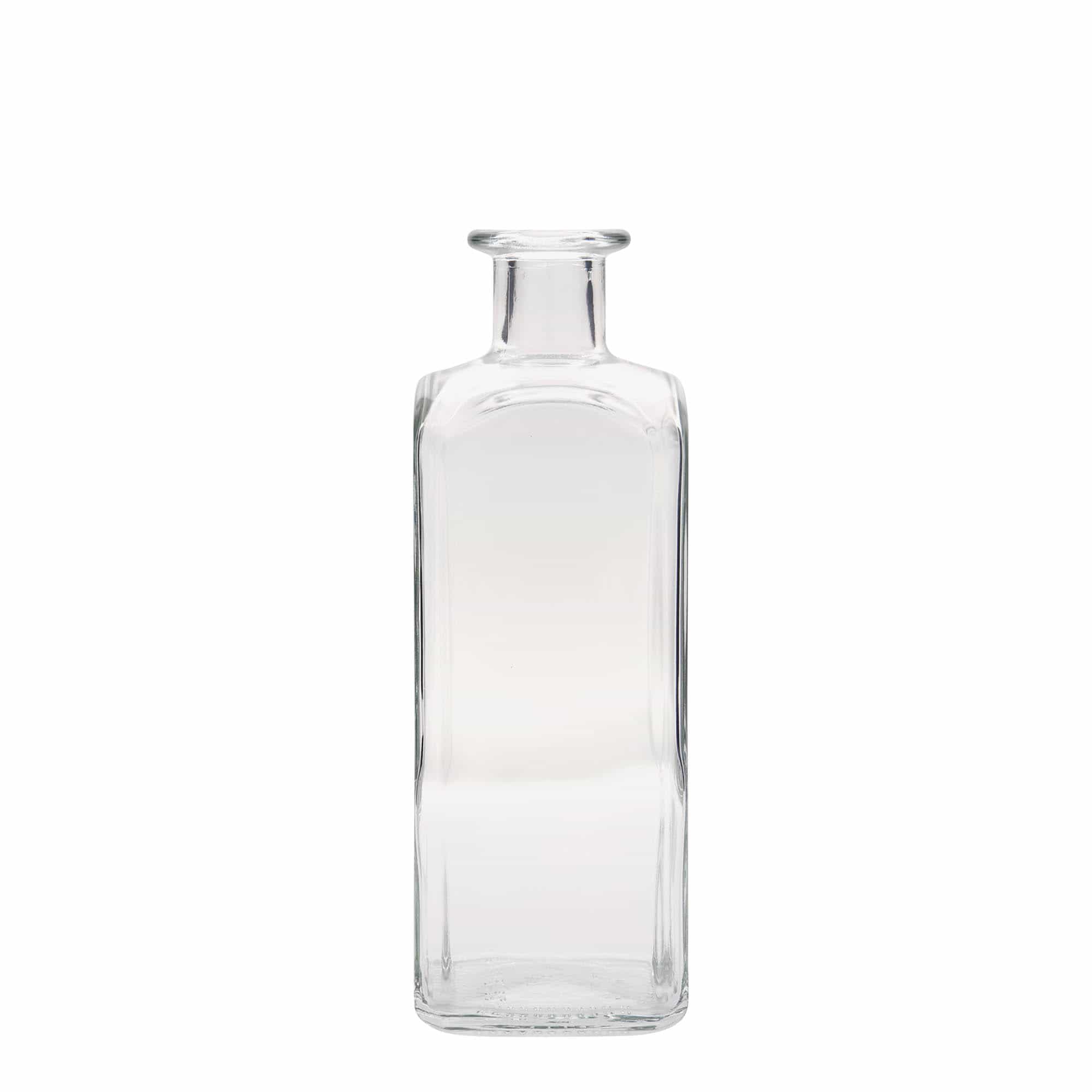 Skleněná lahev 500 ml lékárenská Carré, hranatá, uzávěr: korek Skleněná lahev 500 ml lékárenská Carré, hranatá, uzávěr: korek