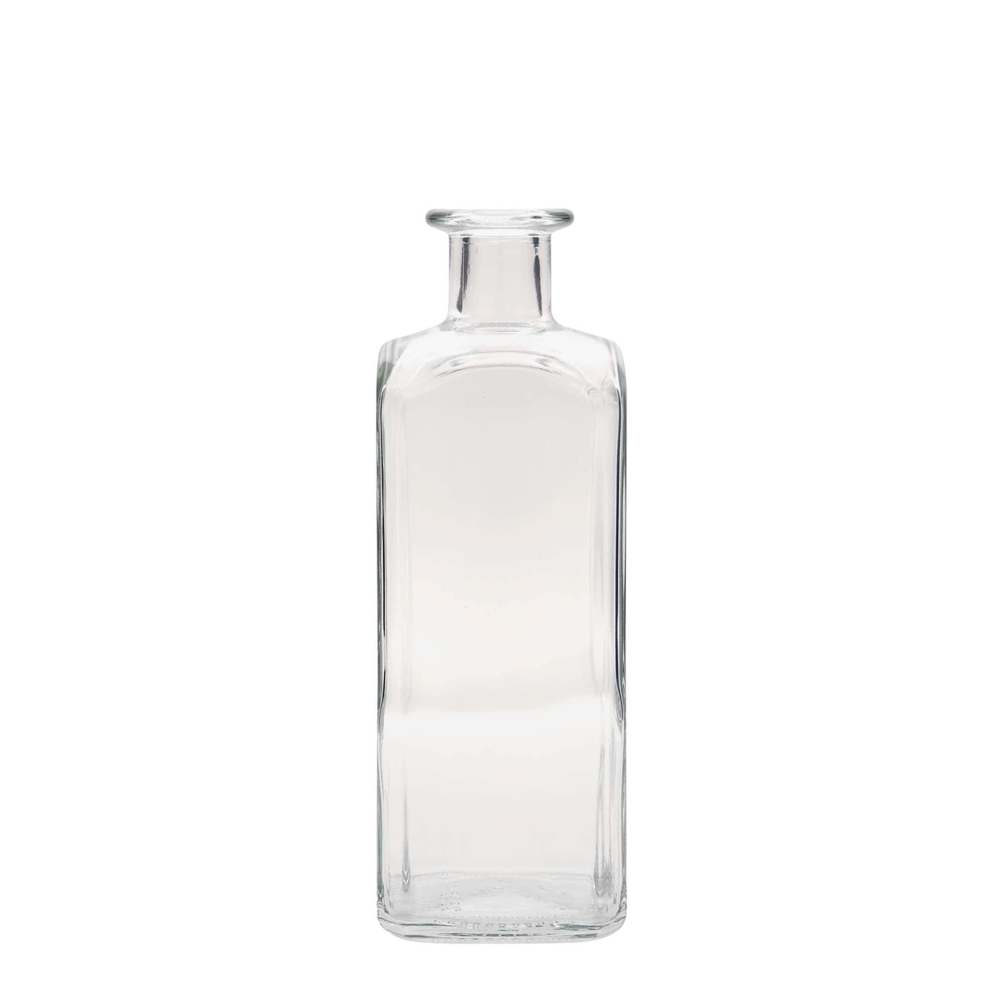 500 ml skleněná láhev Apotheker Carré, čtvercová, hrdlo: korek