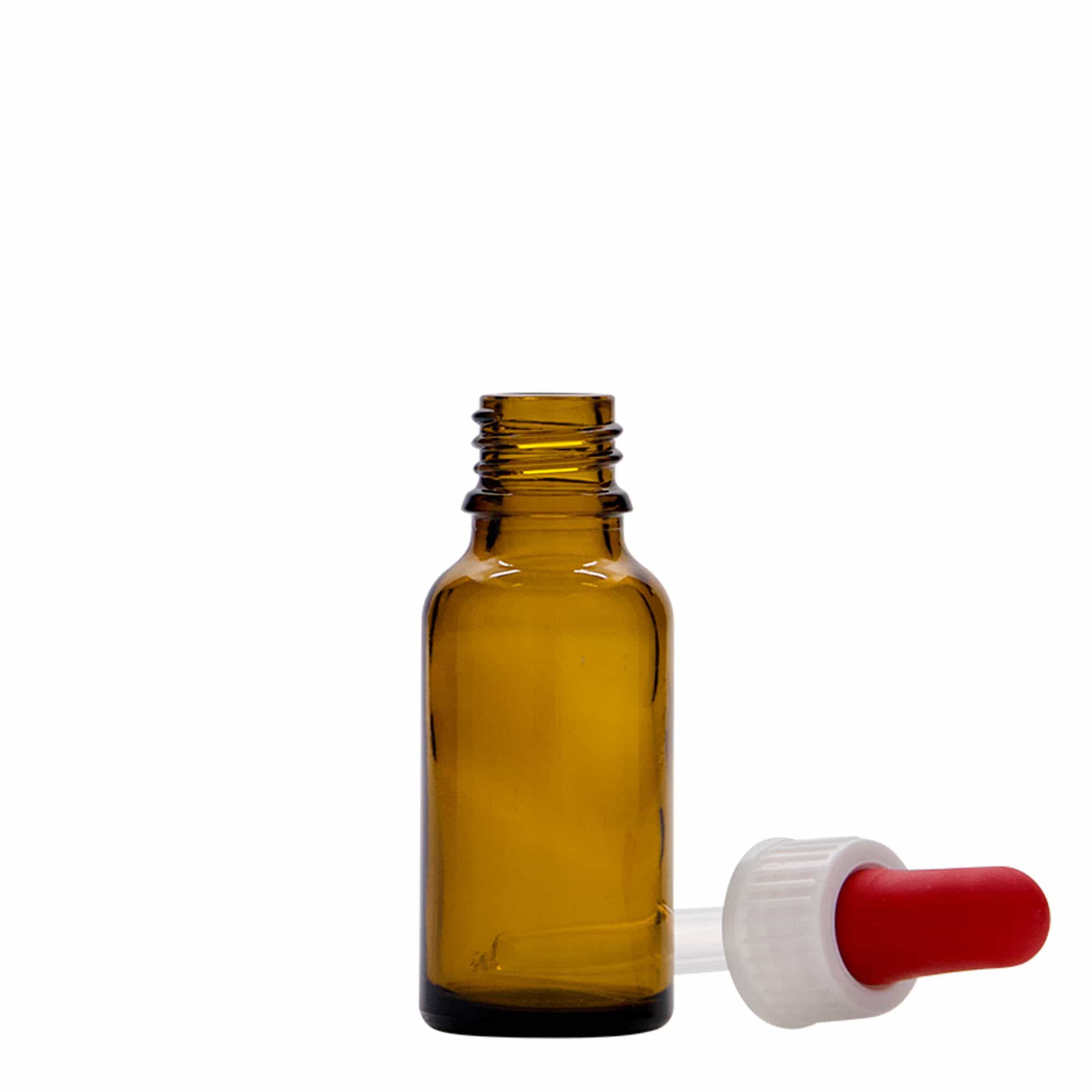 20 ml kapátková lahvička, lékařská, sklo, hnědá, hrdlo: DIN 18