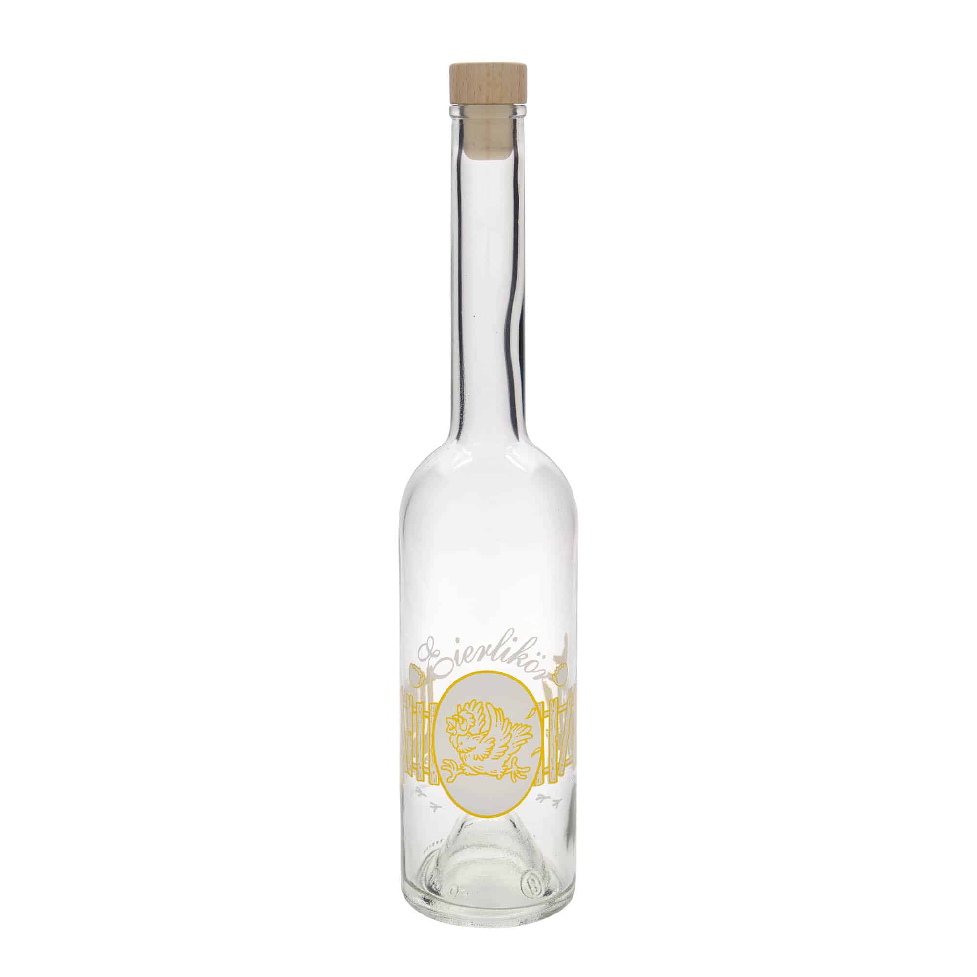 Skleněná lahev 500 ml 'Opera', motiv: Vaječný likér, uzávěr: korek