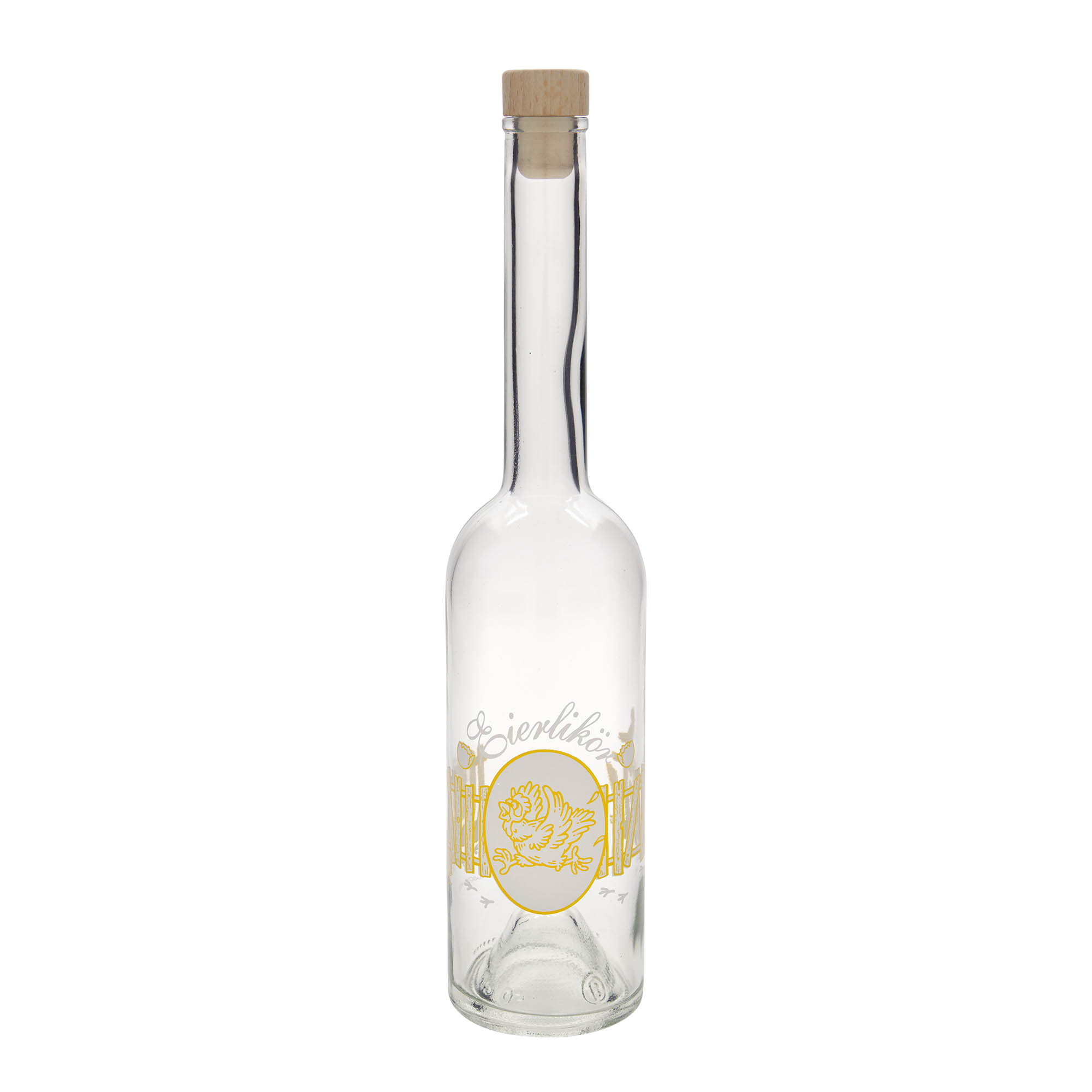 500 ml skleněná láhev 'Opera', motiv: vaječný likér, hrdlo: korek 500 ml skleněná láhev 'Opera', motiv: vaječný likér, hrdlo: korek
