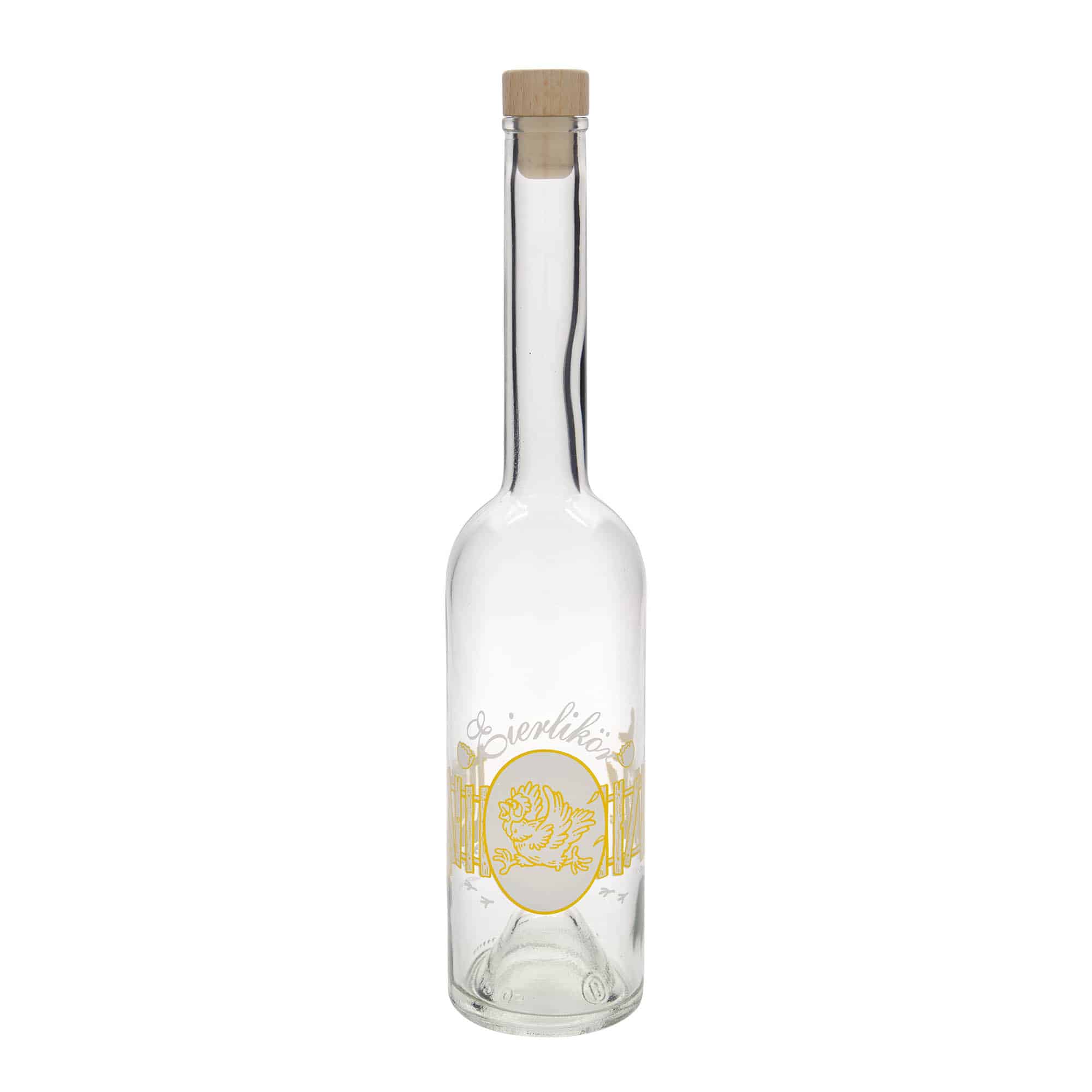 500 ml skleněná láhev „Opera“, motiv: vaječný likér, hrdlo: korek