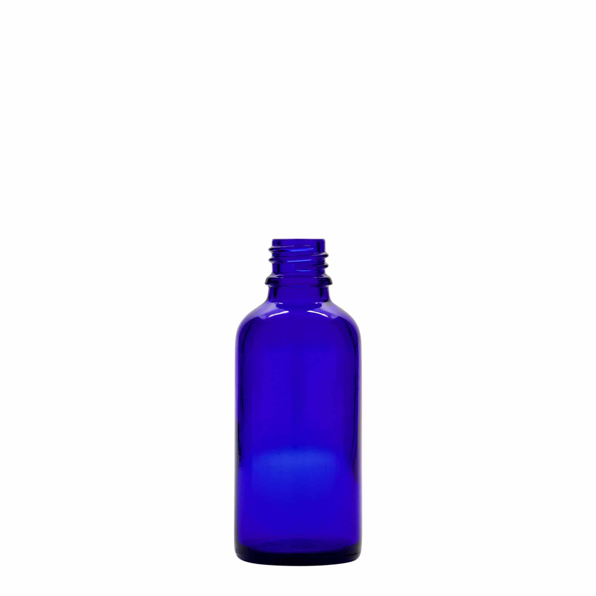 Lahvička na léky s rozprašovačem 50 ml, sklo, královská modř, ústí: DIN 18