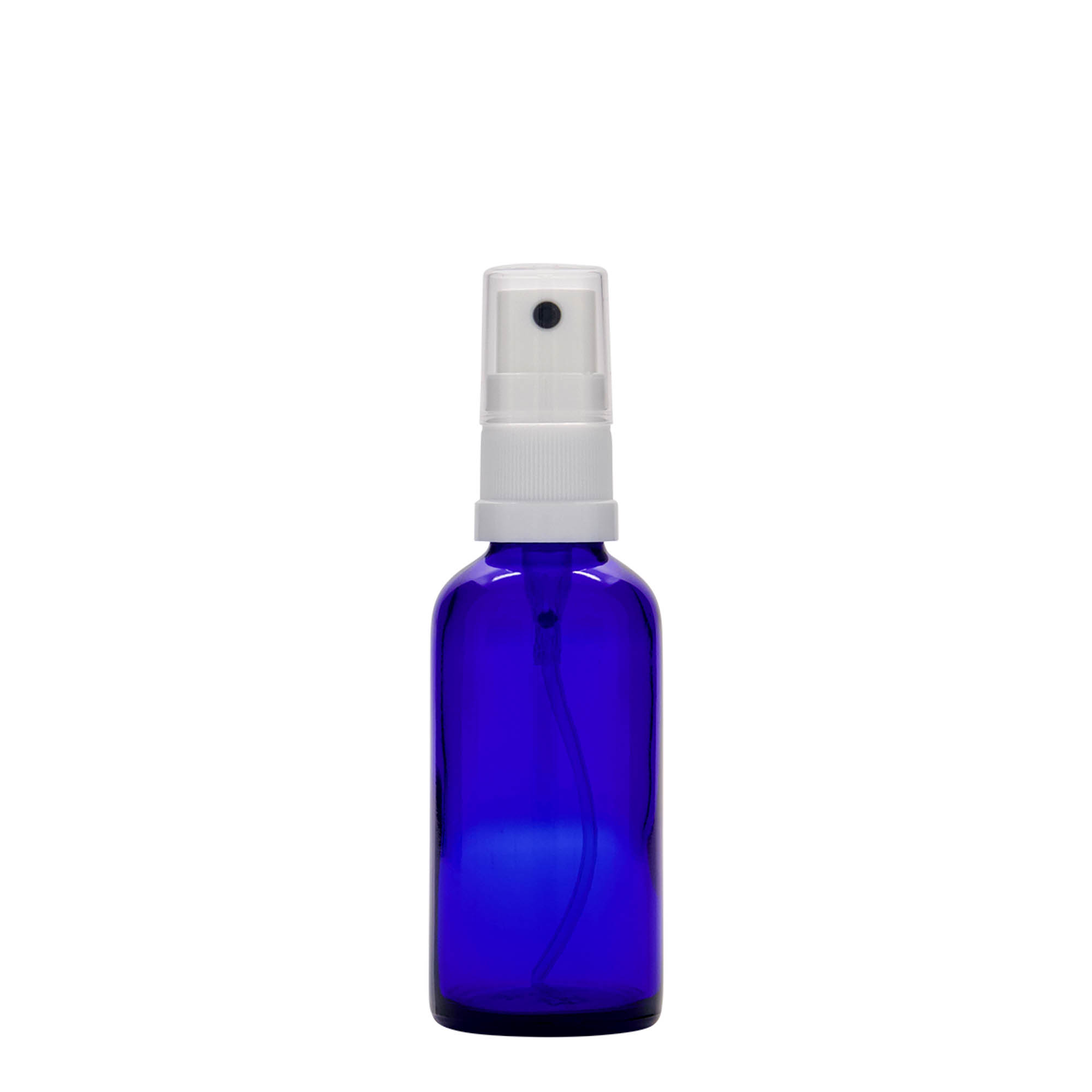 50 ml lékovka s rozprašovačem, sklo, královská modř, hrdlo: DIN 18 50 ml lékovka s rozprašovačem, sklo, královská modř, hrdlo: DIN 18
