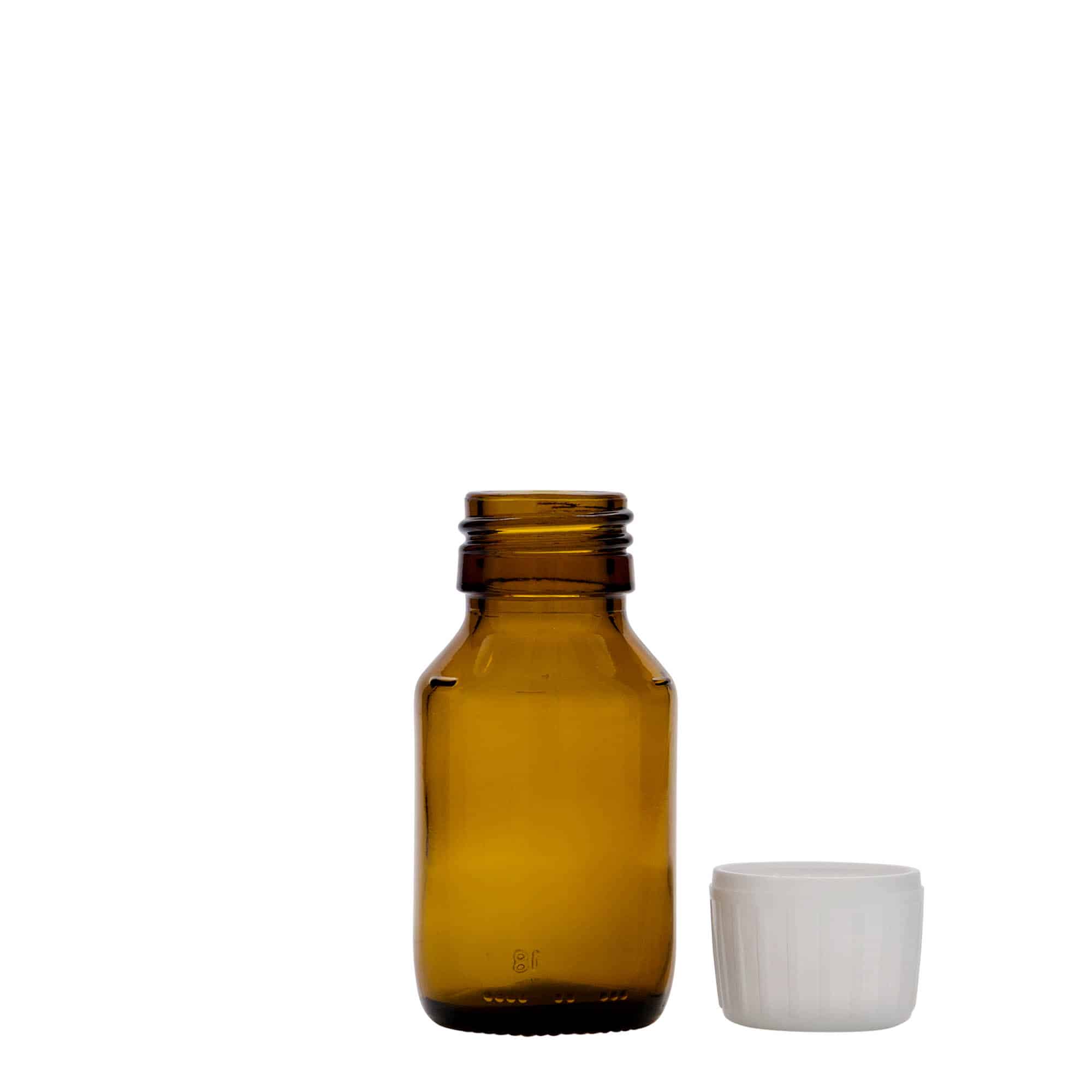 50 ml lékovka, hnědá, sklo, hrdlo: PP 28