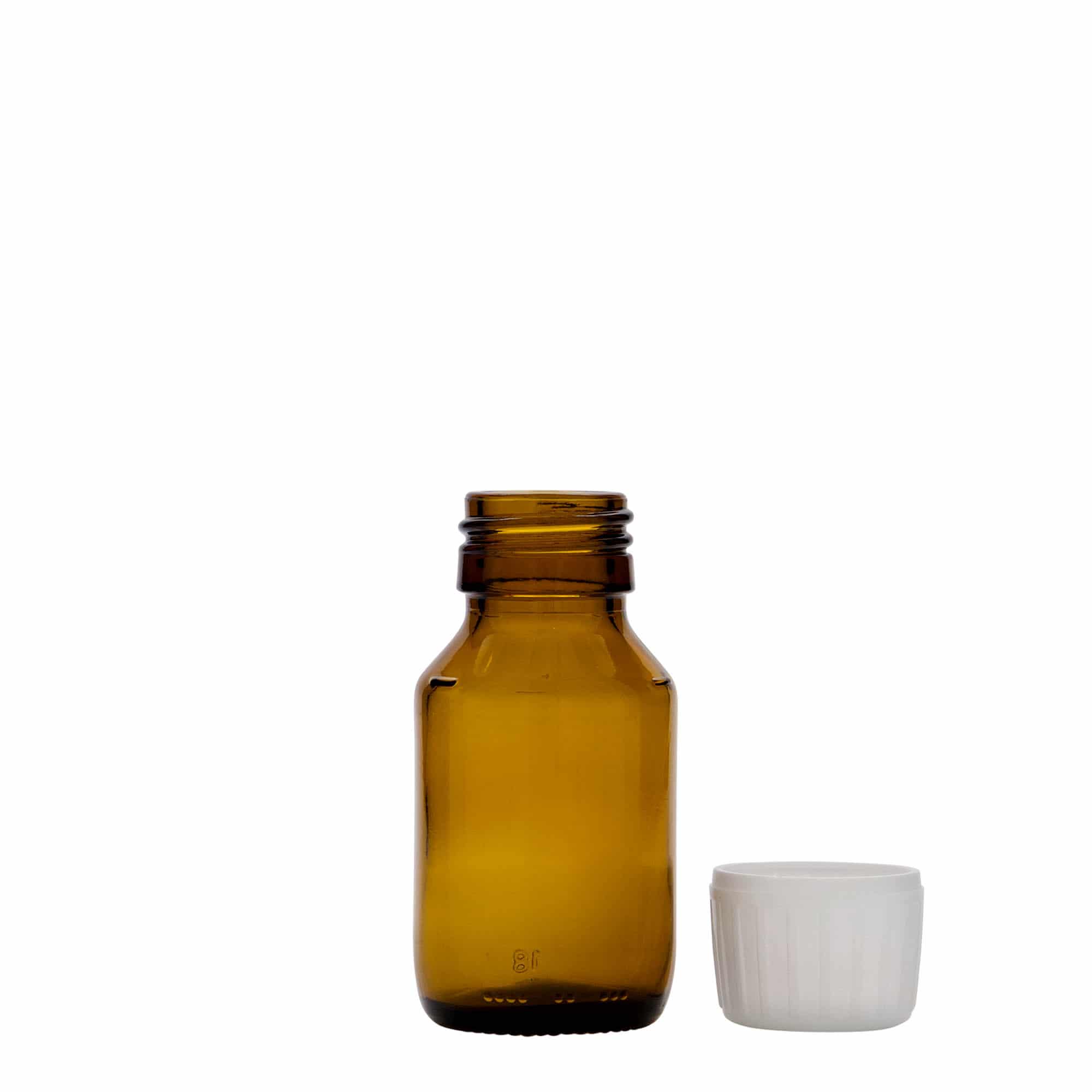 50 ml lékovka, hnědá, sklo, hrdlo: PP 28