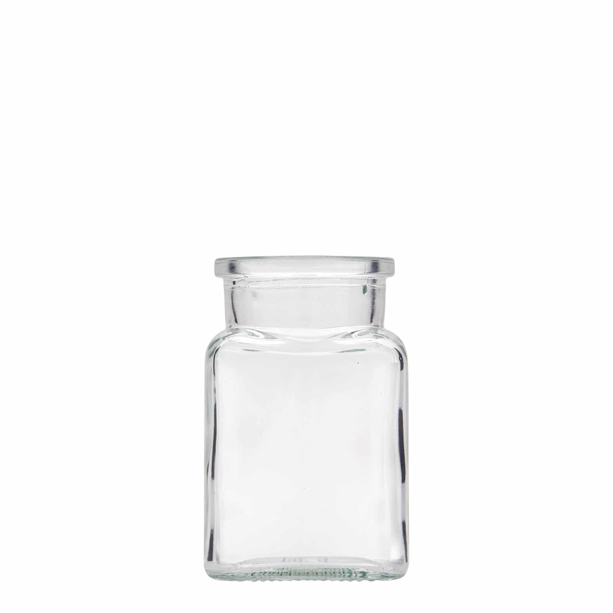 Sklenice s korkovým uzávěrem 150 ml, čtvercová, uzávěr: korek Sklenice s korkovým uzávěrem 150 ml, čtvercová, uzávěr: korek