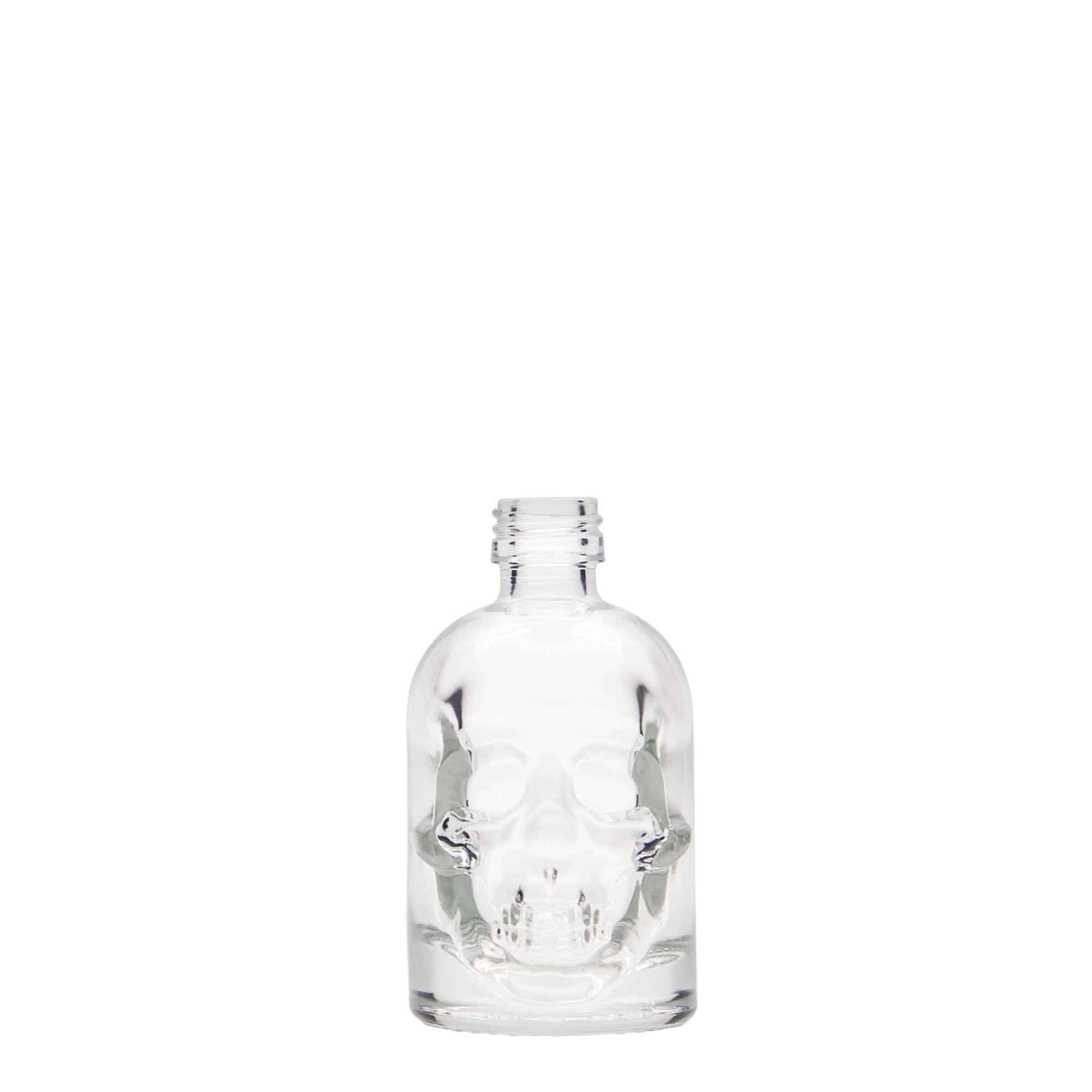 Skleněná lahev 50 ml 'Lebka', uzávěr: PP 18