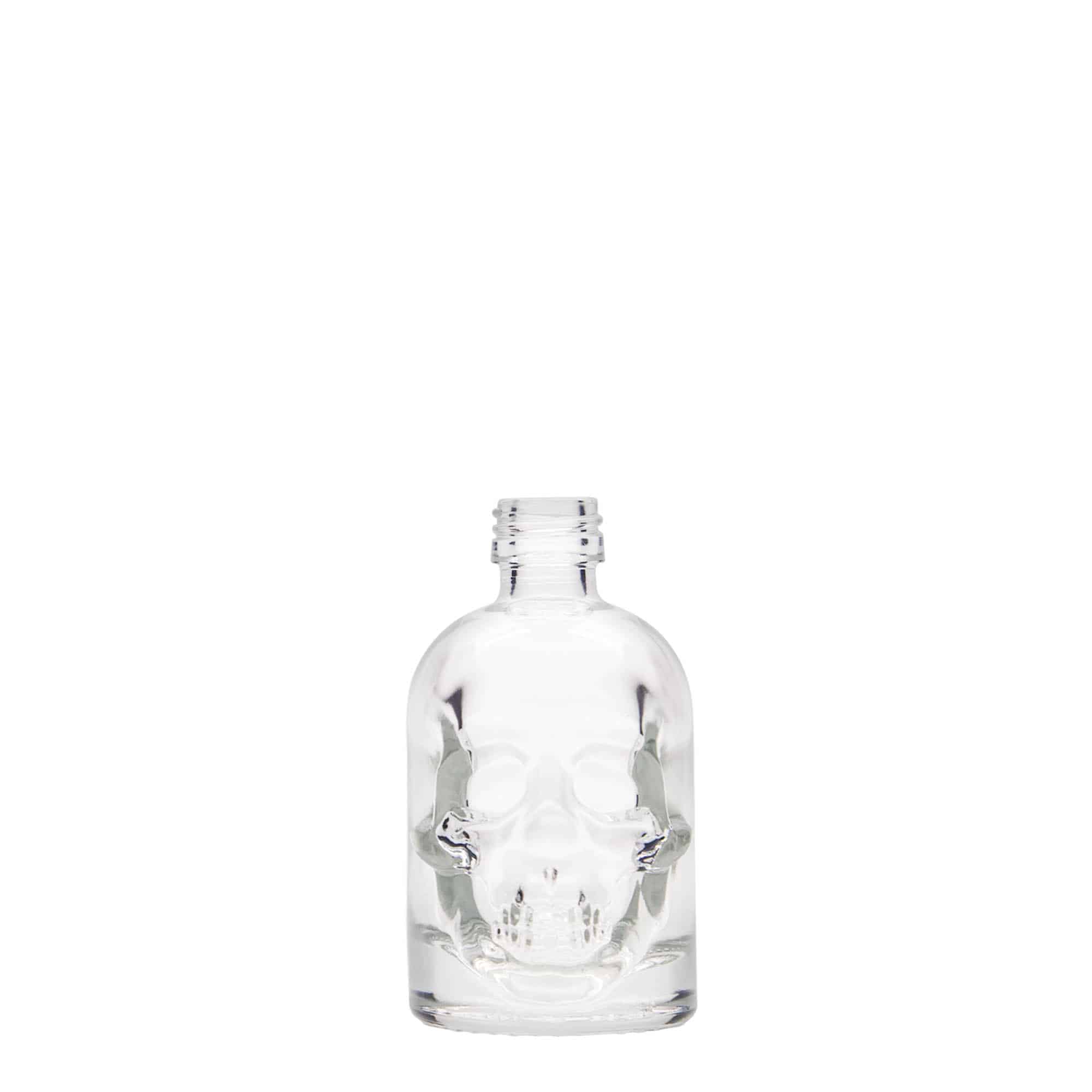 50 ml skleněná lahvička 'Lebka', hrdlo: PP 18