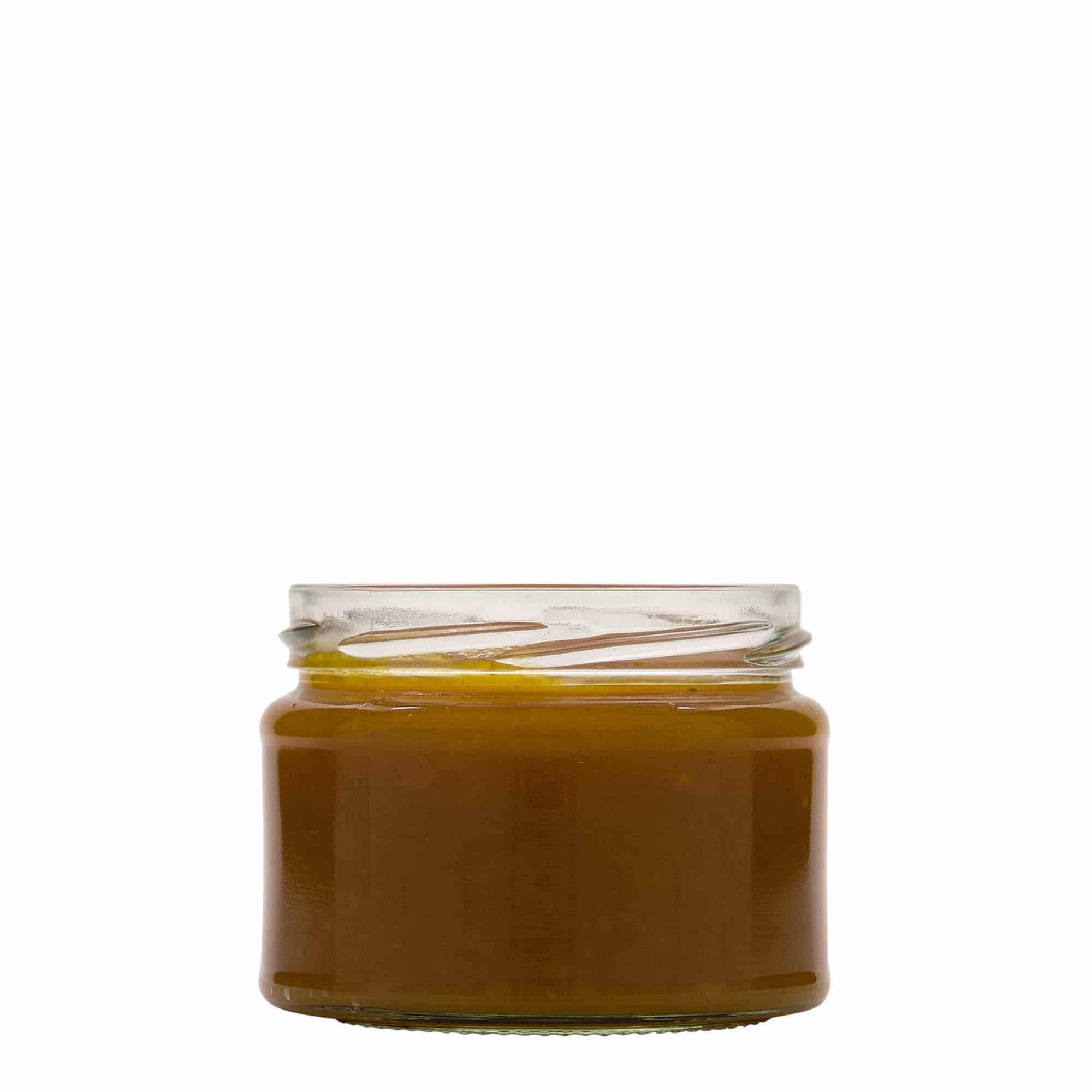 Plochá, kulatá sklenice 280 ml, uzávěr: Twist Off (TO 82)