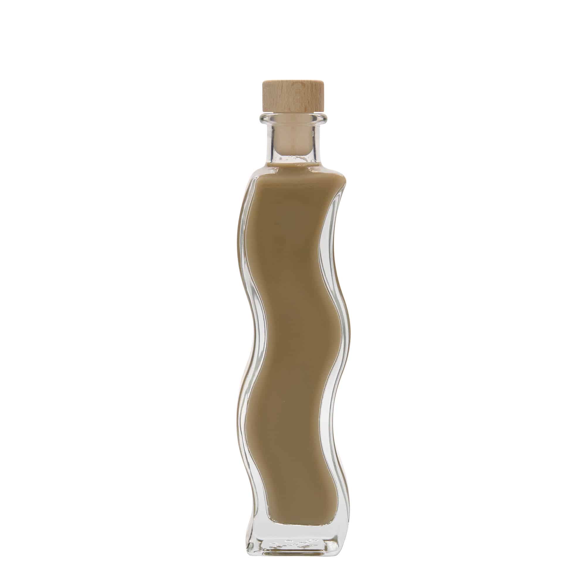Skleněná lahev 200 ml 'Vlna', čtvercová, uzávěr: korek