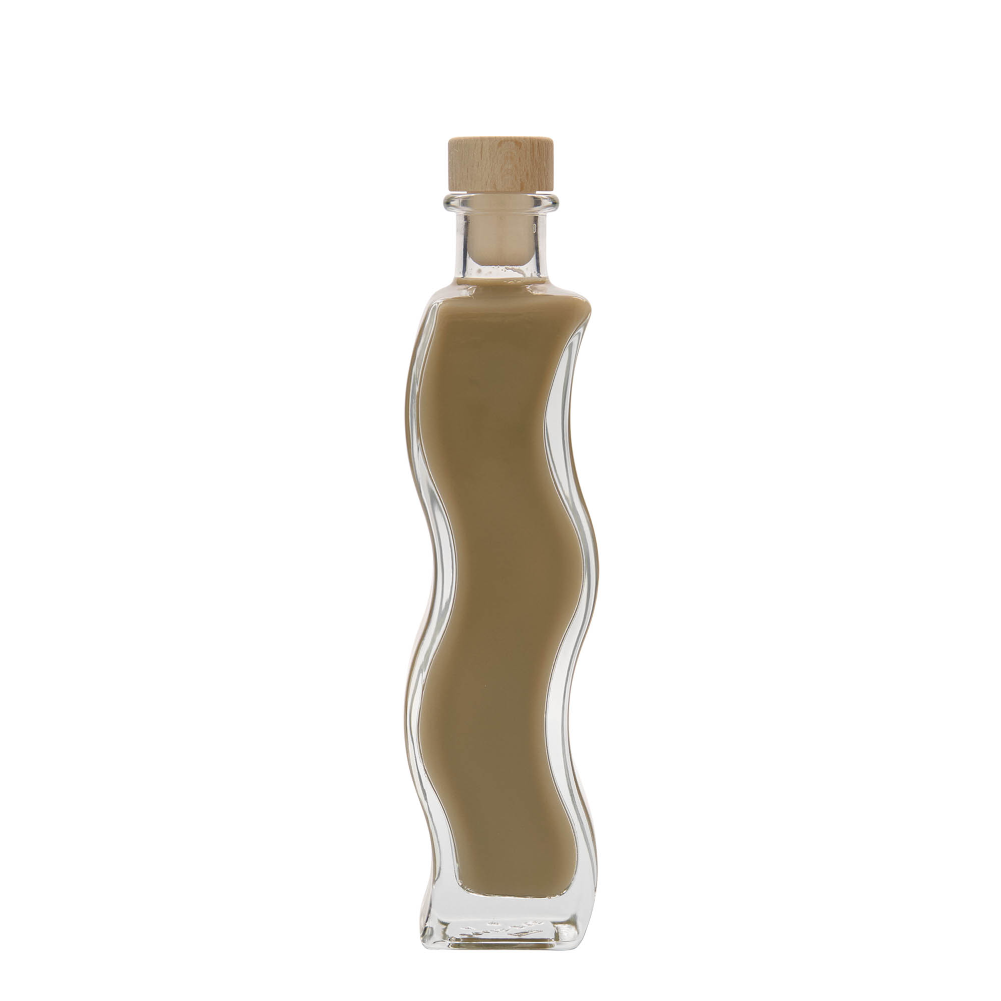 200 ml skleněná láhev 'Vlna', čtvercová, hrdlo: korek