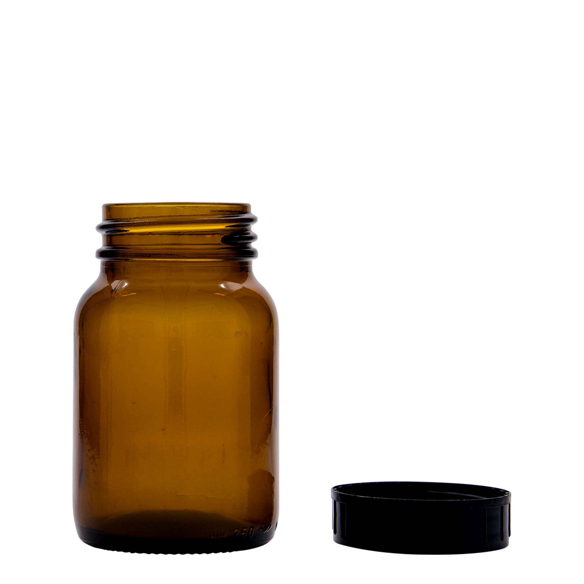250 ml širokohrdlá sklenice, hnědá, hrdlo: DIN 55 250 ml širokohrdlá sklenice, hnědá, hrdlo: DIN 55