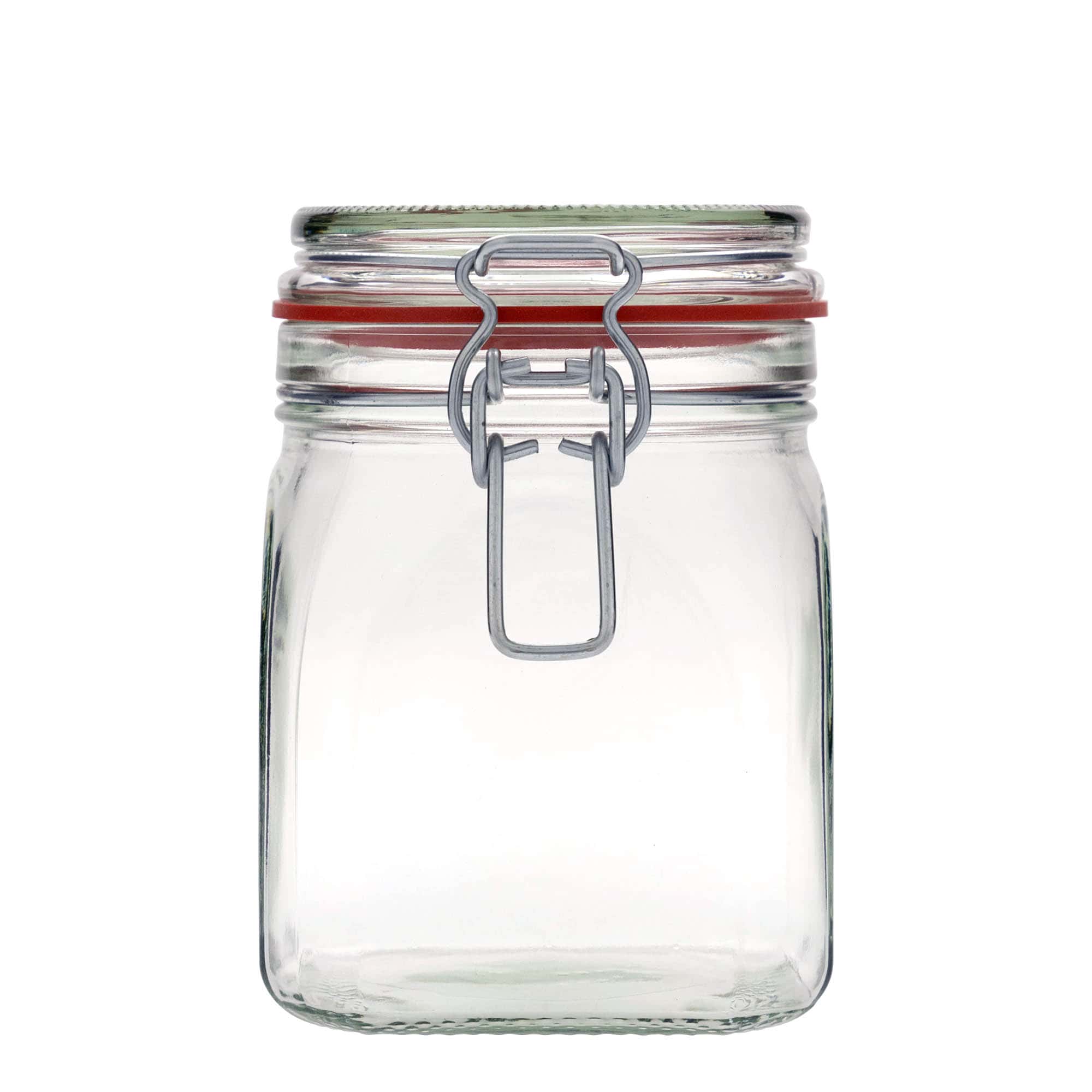Sklenice s drátěným uzávěrem 900 ml, čtvercová, uzávěr: drátěný uzávěr