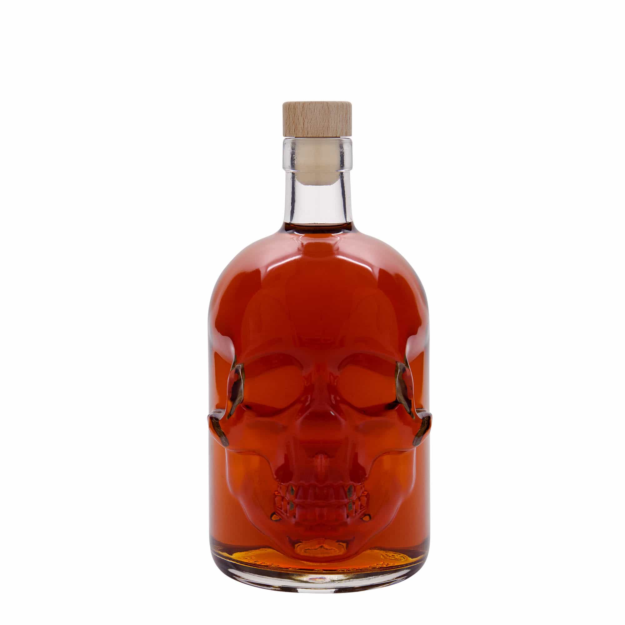 700 ml skleněná láhev „Lebka“, hrdlo: korkové
