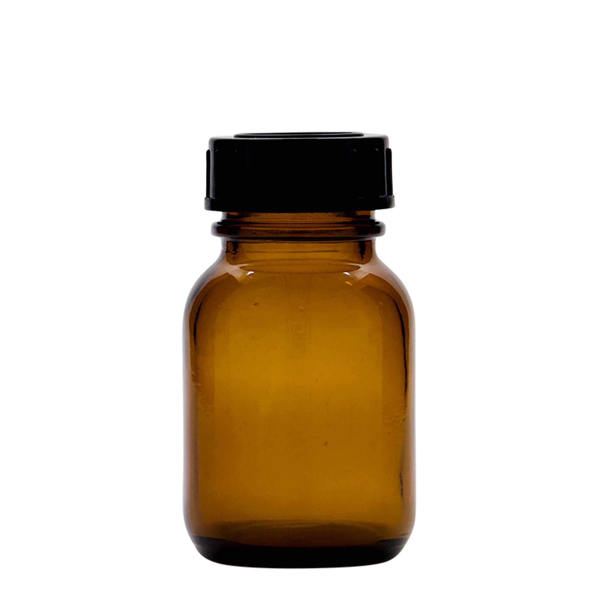 Sklenice s širokým hrdlem 50 ml, hnědá, uzávěr: DIN 32 Sklenice s širokým hrdlem 50 ml, hnědá, uzávěr: DIN 32