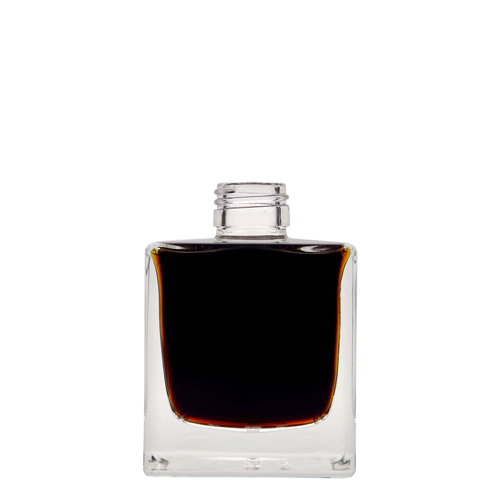200 ml skleněná láhev 'Cube', čtvercová, hrdlo: PP 28