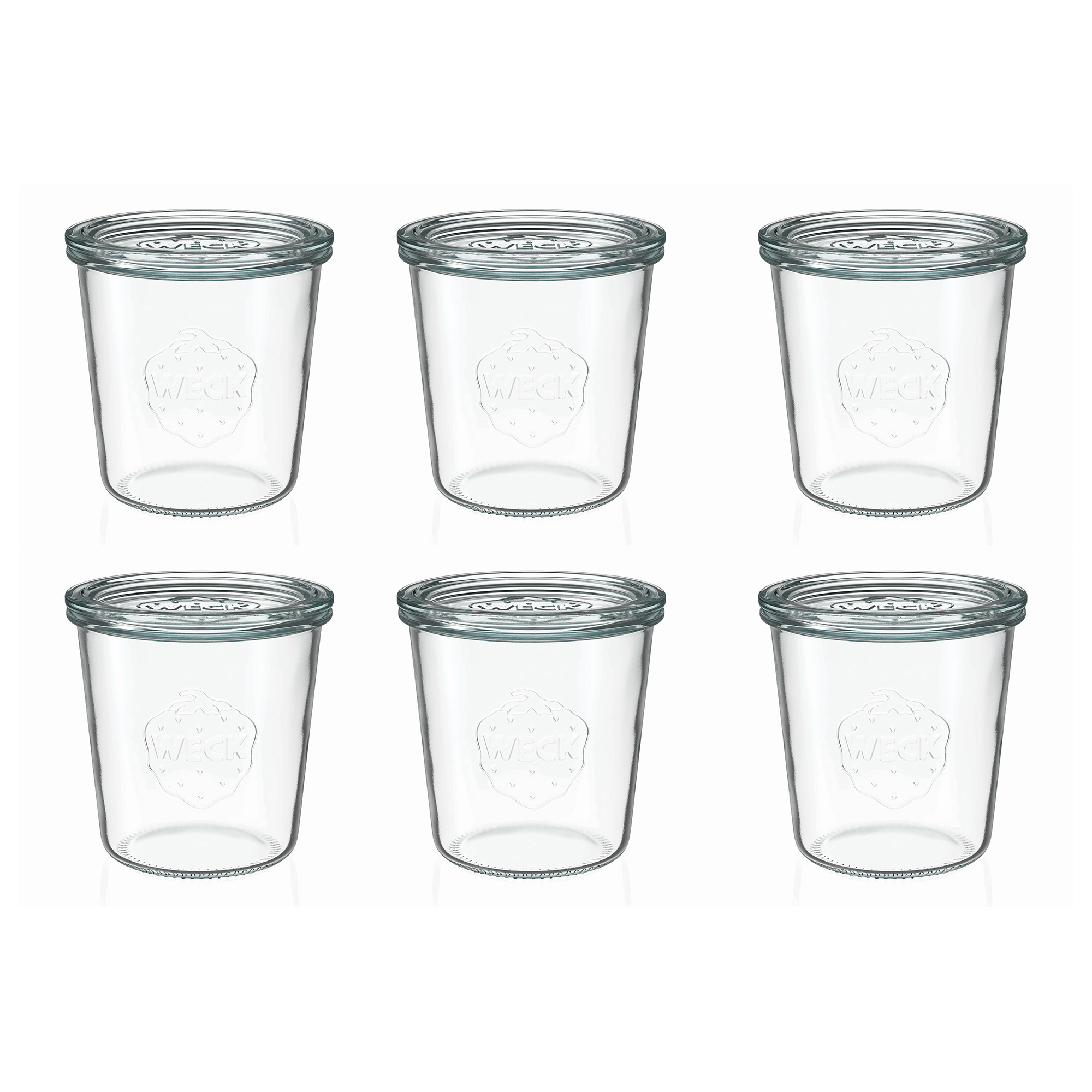 6x 580 ml WECK zavařovací sklenice se skleněným víčkem RR 100