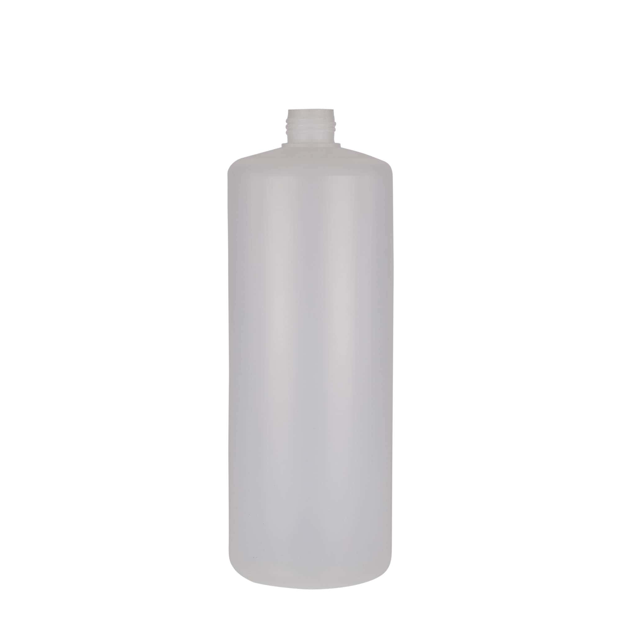 1.000 ml kulatá láhev, PE plast, přírodní, hrdlo: šroubovací uzávěr