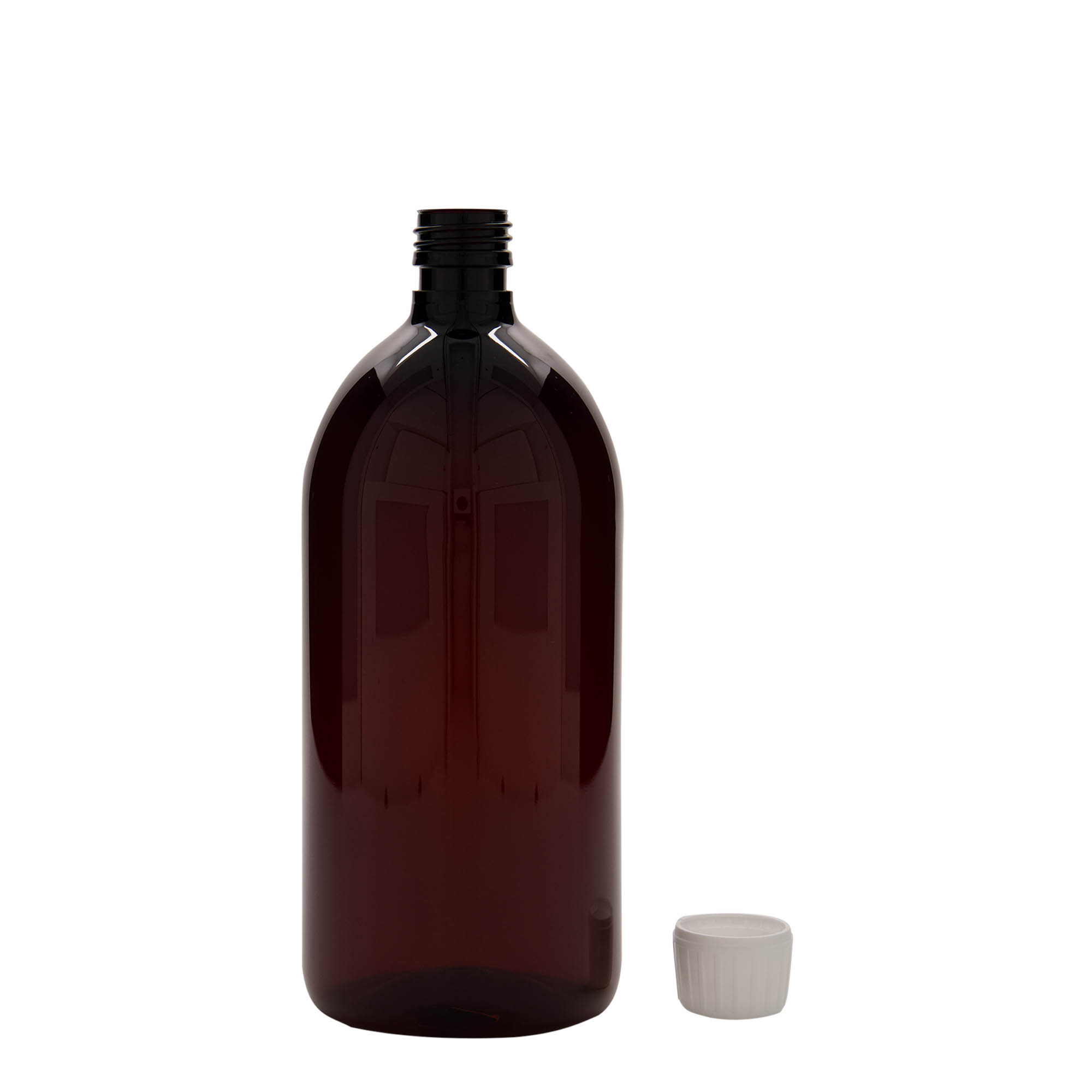 1.000 ml PET-lékárenská lahev, hnědá, plast, hrdlo: PP 28 1.000 ml PET-lékárenská lahev, hnědá, plast, hrdlo: PP 28
