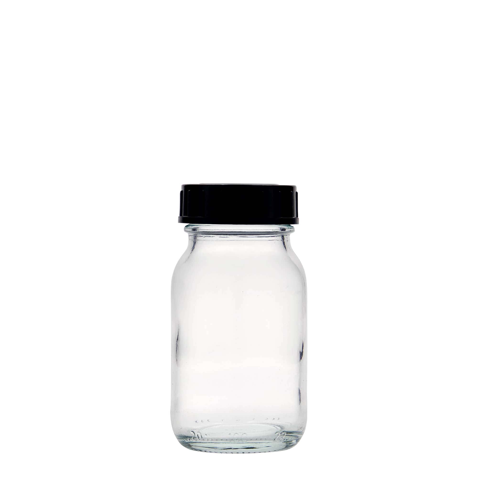 100 ml širokohrdlá sklenice, hrdlo: DIN 40