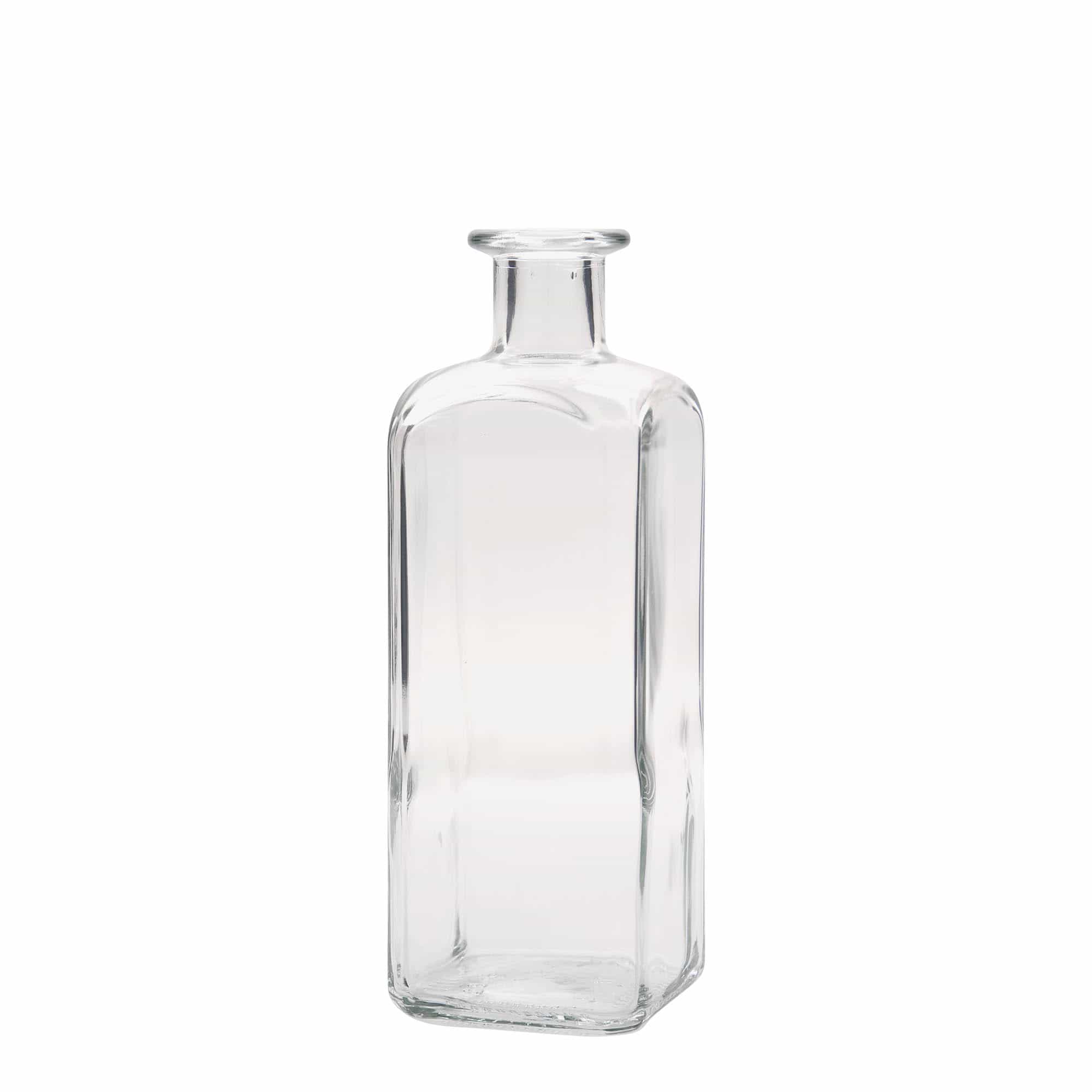 Skleněná lahev 500 ml lékárenská Carré, hranatá, uzávěr: korek
